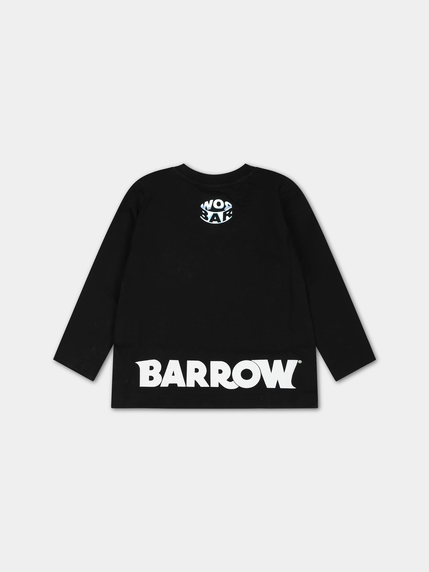 T-shirt nera per neonati con logo e smile,Barrow,F3BKUNTH128 110