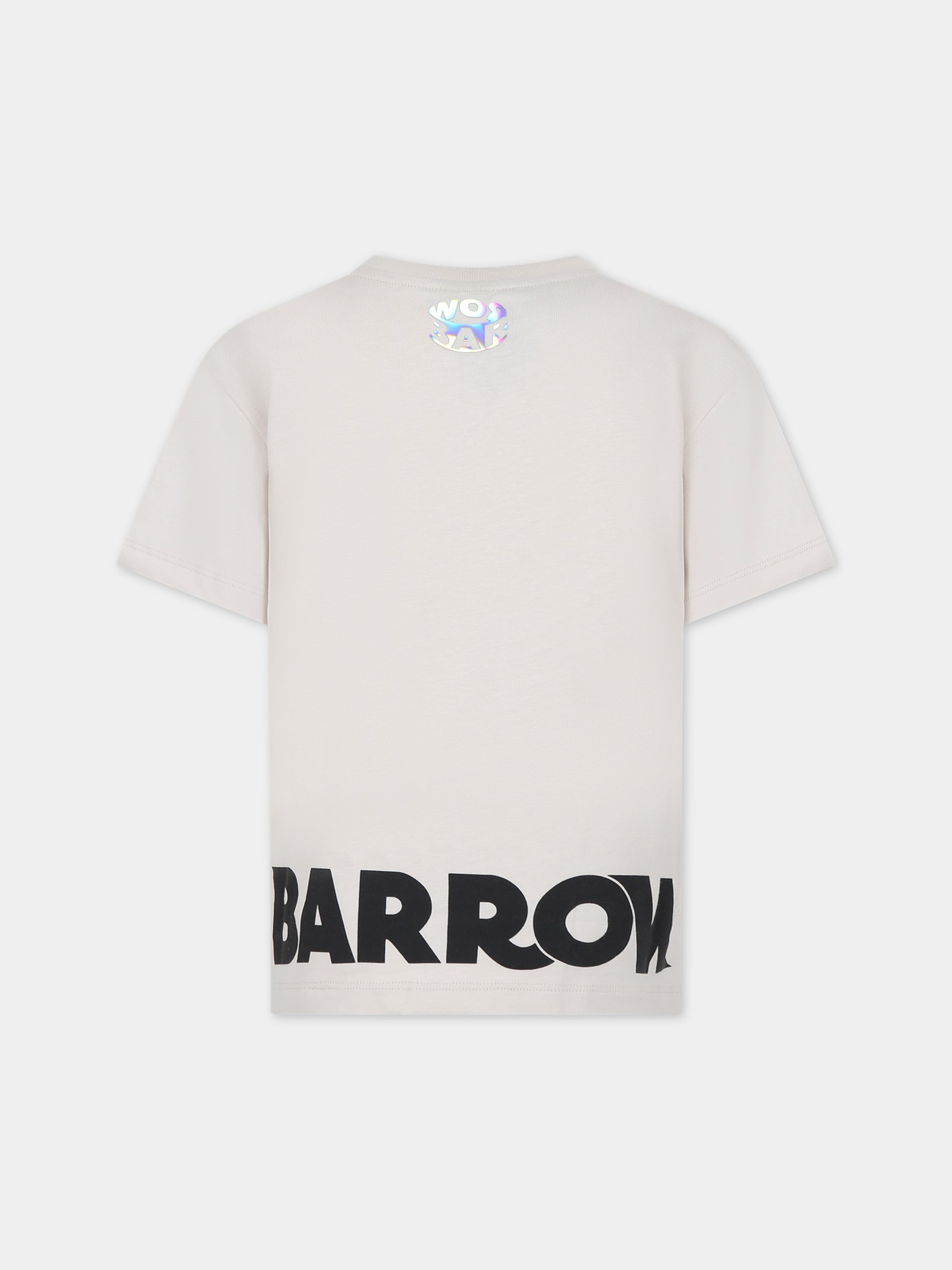 T-shirt avorio per bambini con logo e smile,Barrow,F3BKJUTH094 BW009