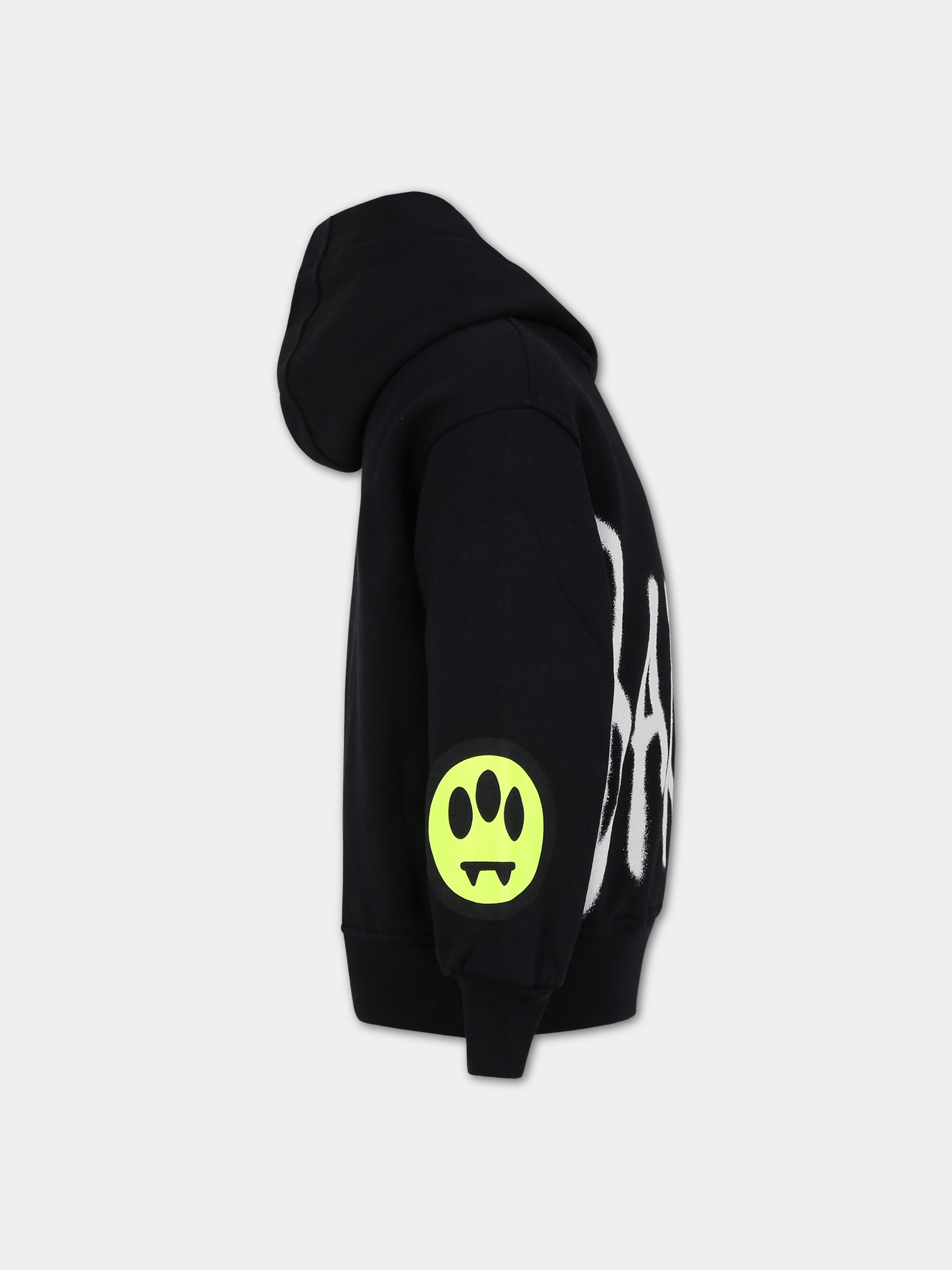Felpa nera per bambini con logo e smile,Barrow,F3BKJUHS073 110