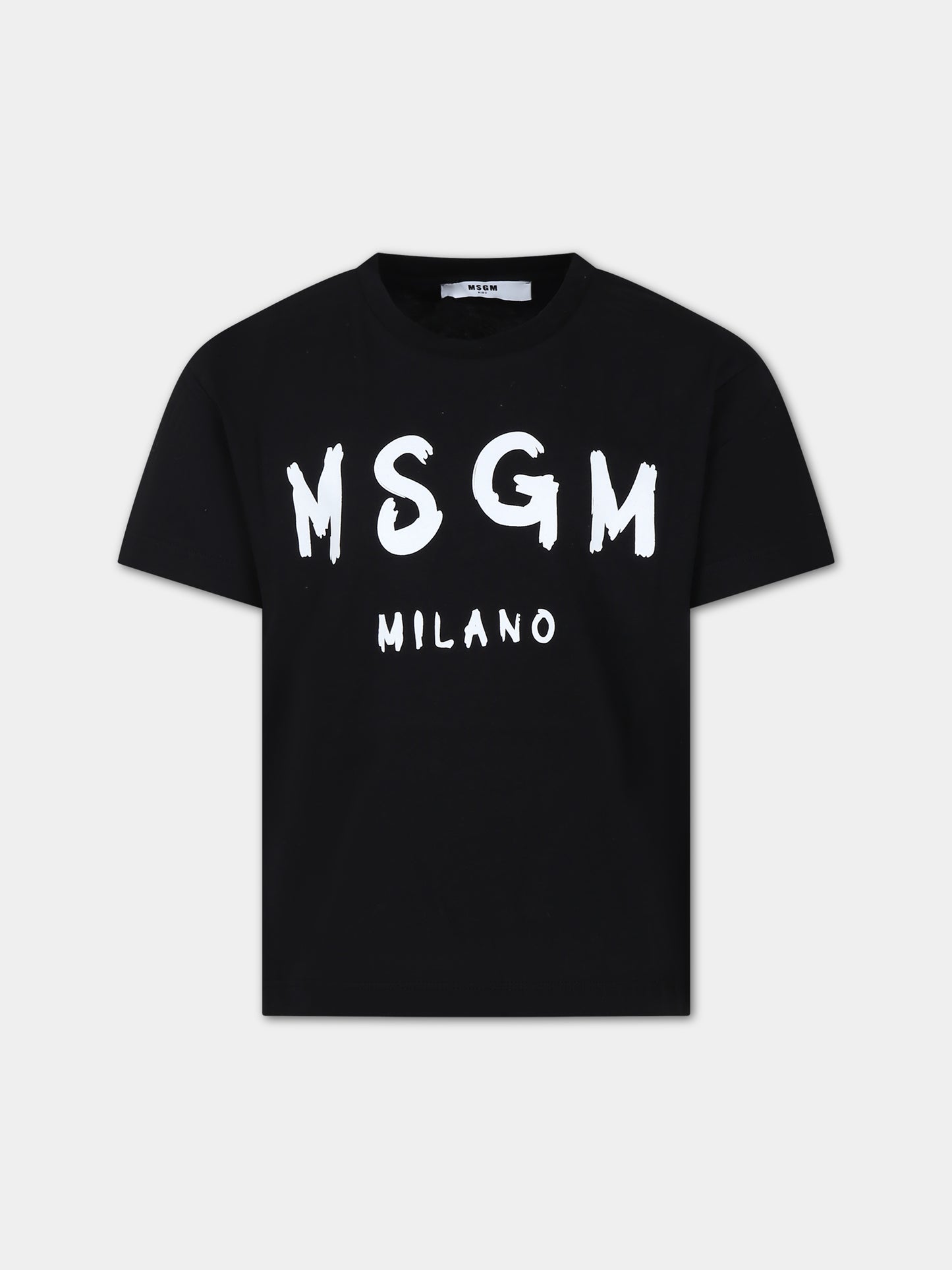 T-shirt nera per bambino con logo,Msgm Kids,F3MSJUTH011 110
