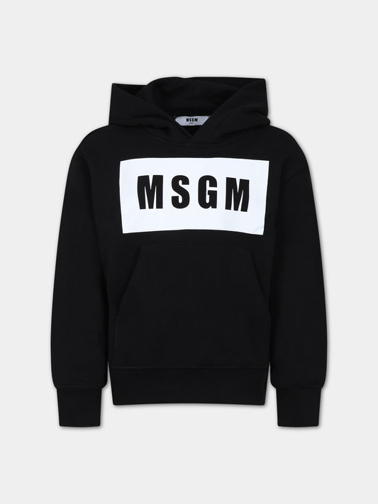 Felpa nera per bambini con logo,Msgm Kids,F3MSJUHS018 110