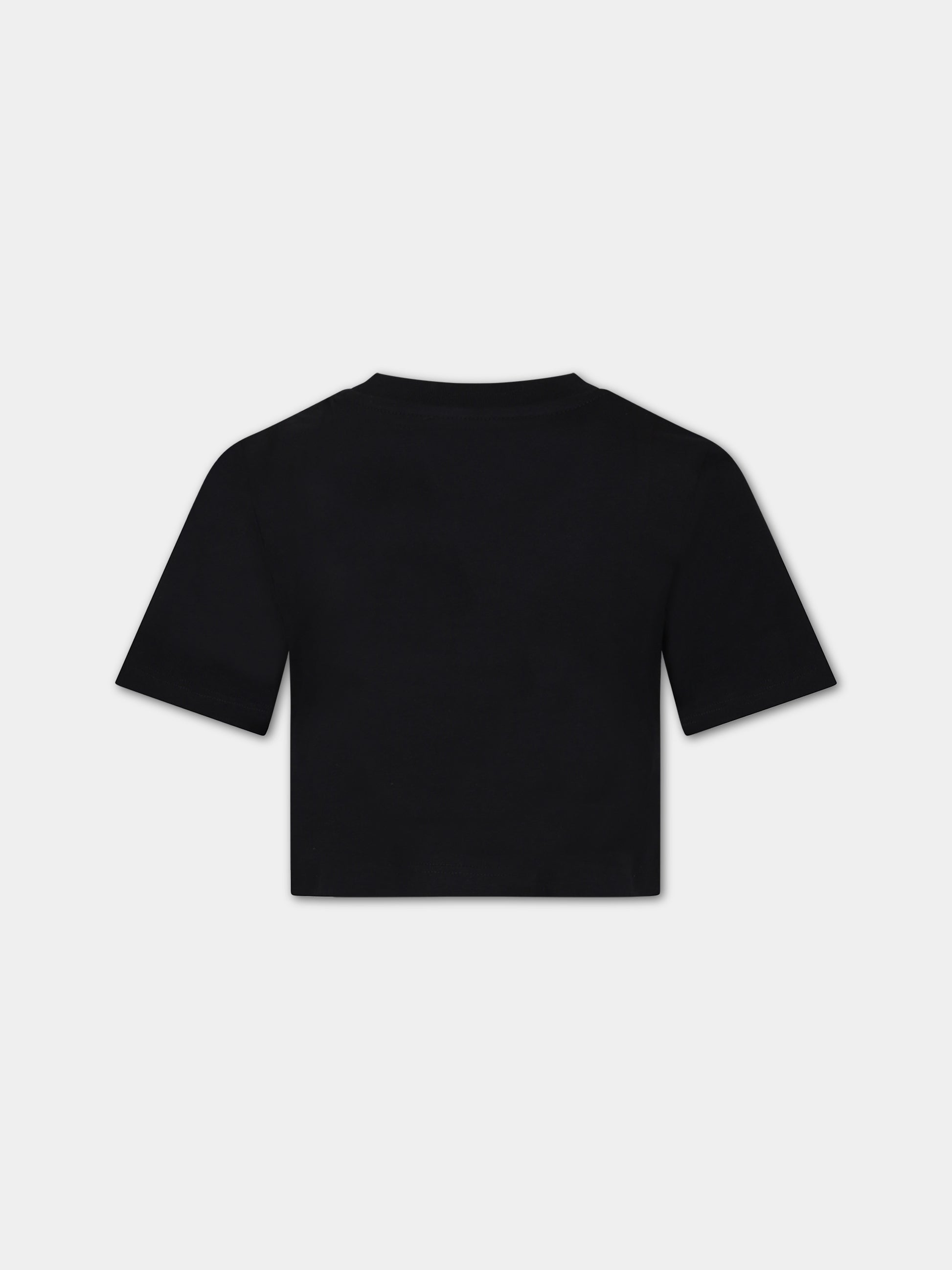 T-shirt nera per bambina con logo,Msgm Kids,F3MSJGTH083 110