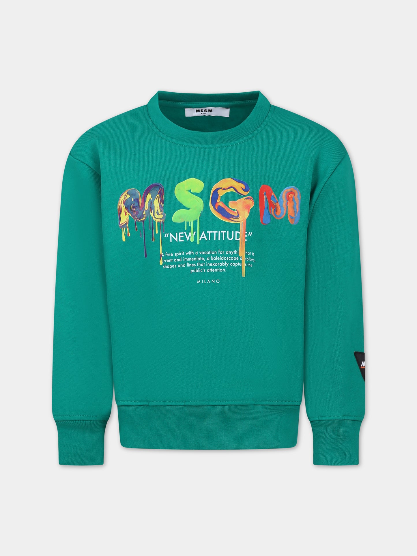Felpa verde per bambini con logo,Msgm Kids,F3MSJBSW170 080