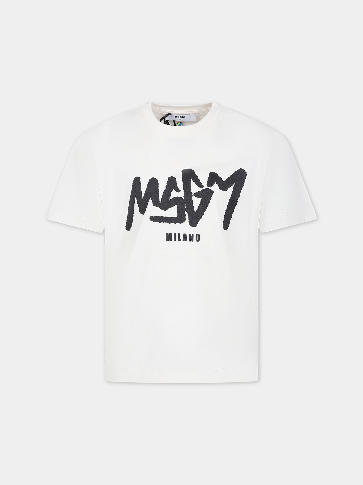 T-shirt avorio per bambino con logo,Msgm Kids,F3MSJBTH126 013