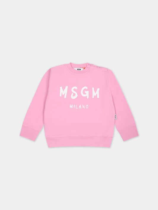 Felpa rosa per neonata con logo,Msgm Kids,F3MSUNSW041 042