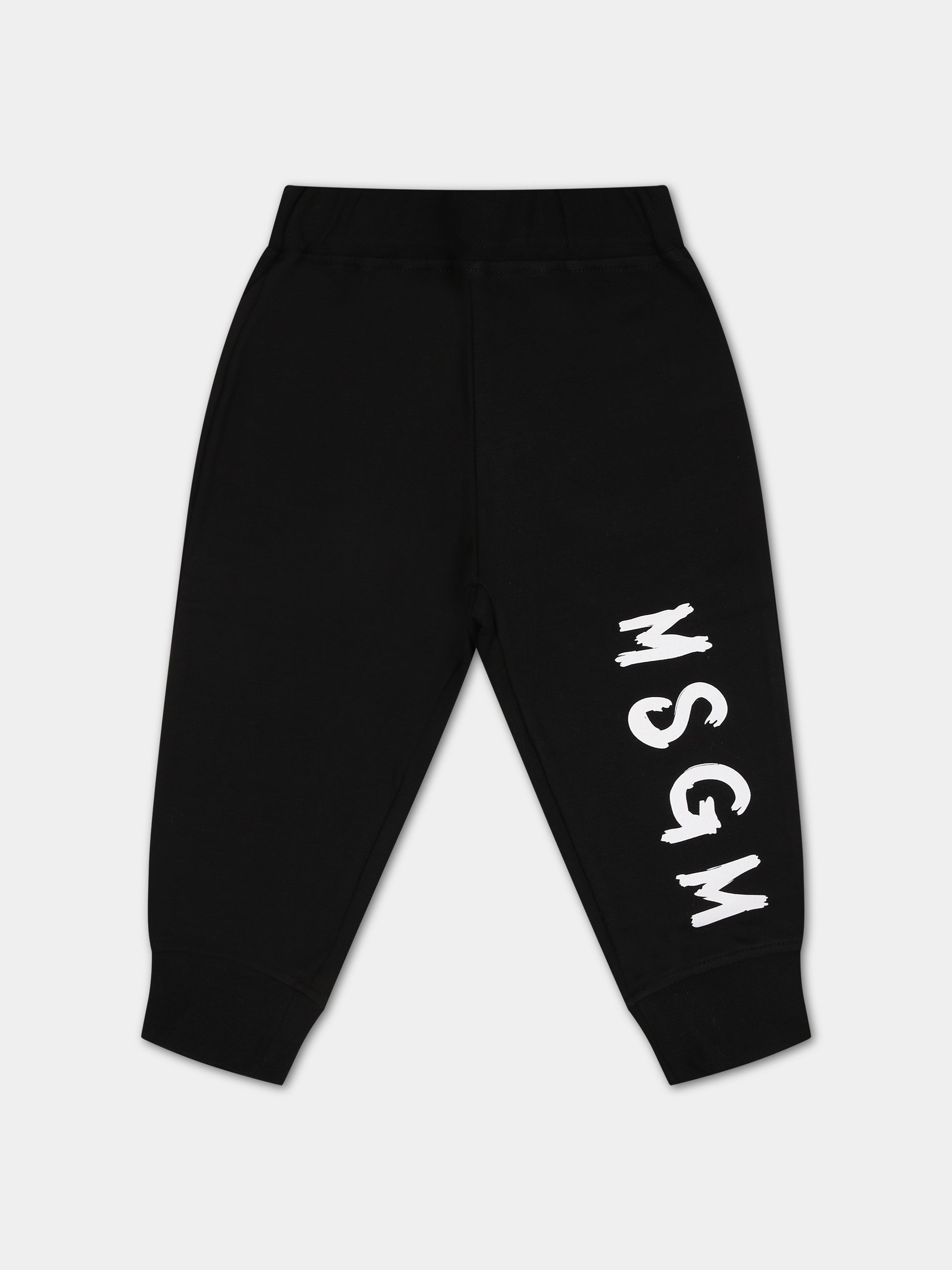 Pantaloni neri per neonati con logo,Msgm Kids,F3MSUNFP042 110