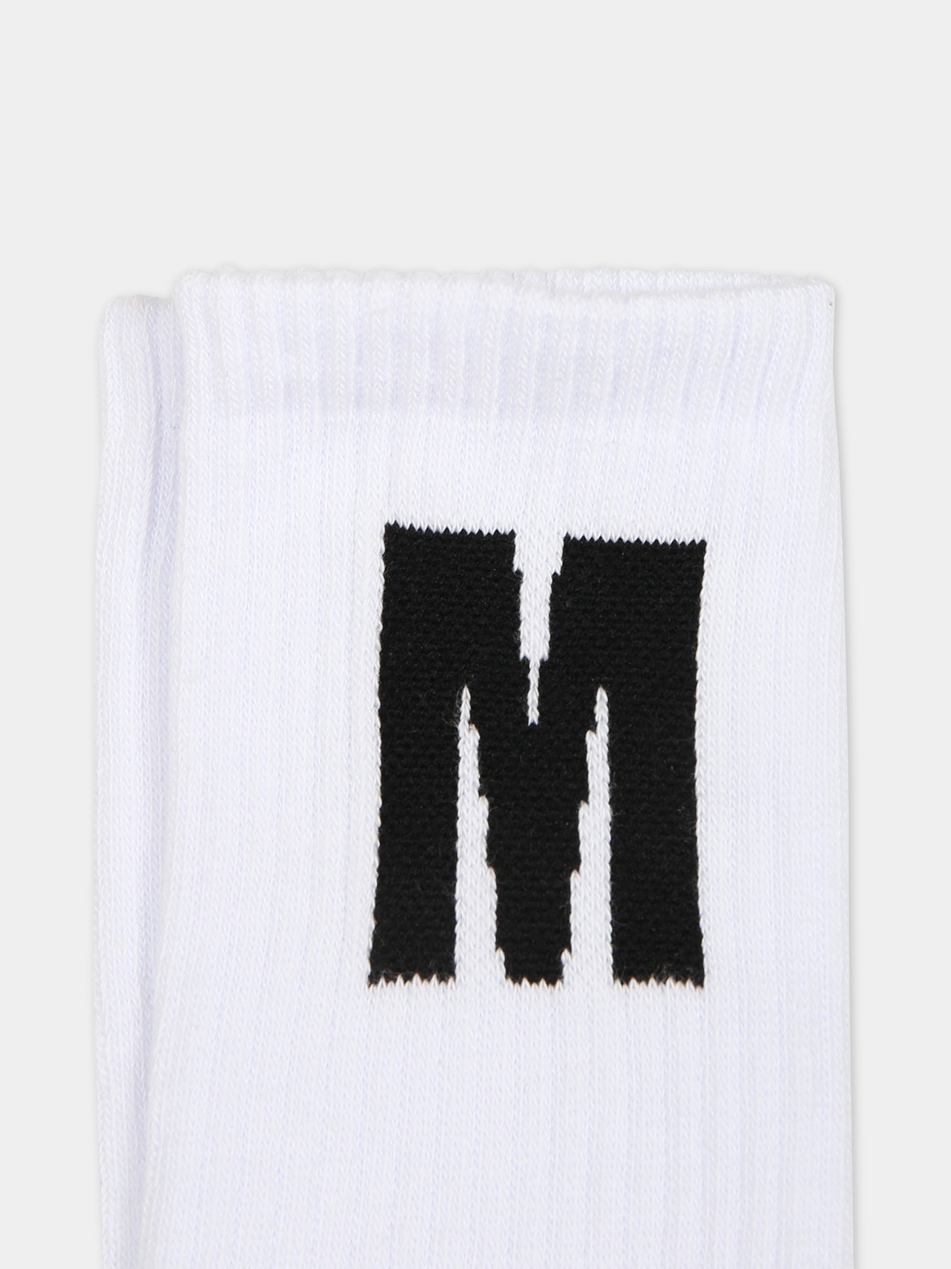 Calze bianche per bambini con logo,Msgm Kids,F3MSJUSO036 001