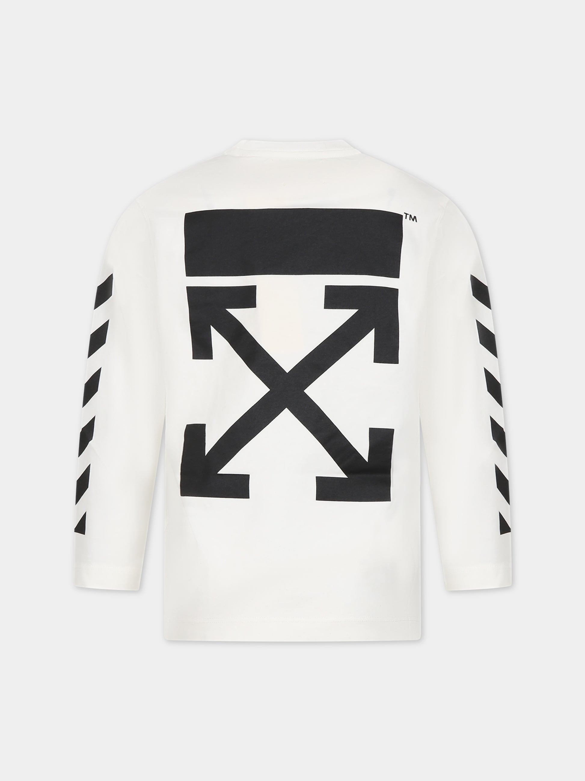 T-shirt bianca per bambini con logo,Off White,OBAB001F23JER0010110