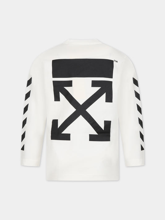 T-shirt bianca per bambini con logo,Off White,OBAB001F23JER0010110