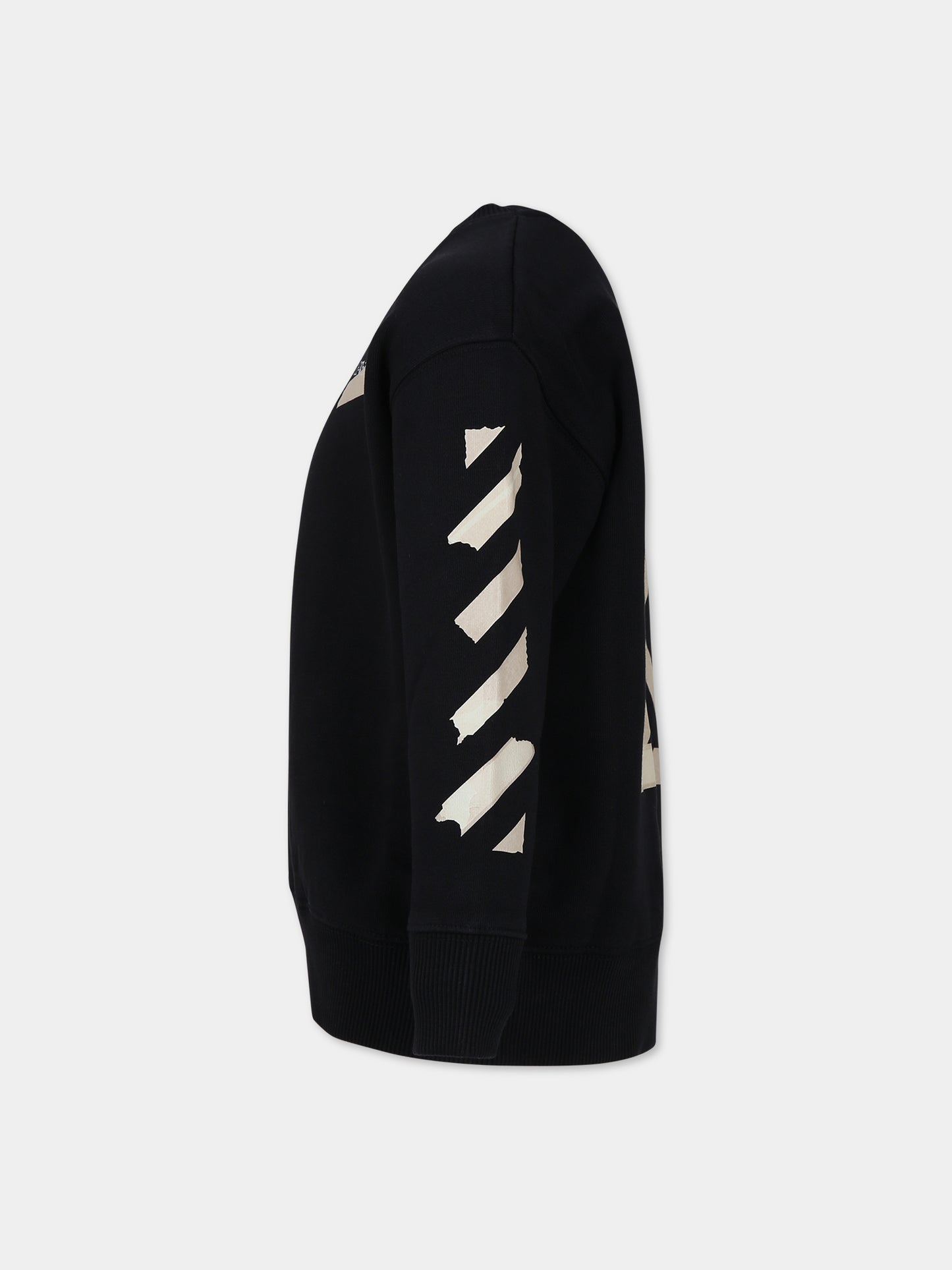 Felpa nera per bambino con logo,Off White,OBBA001F23FLE0051001