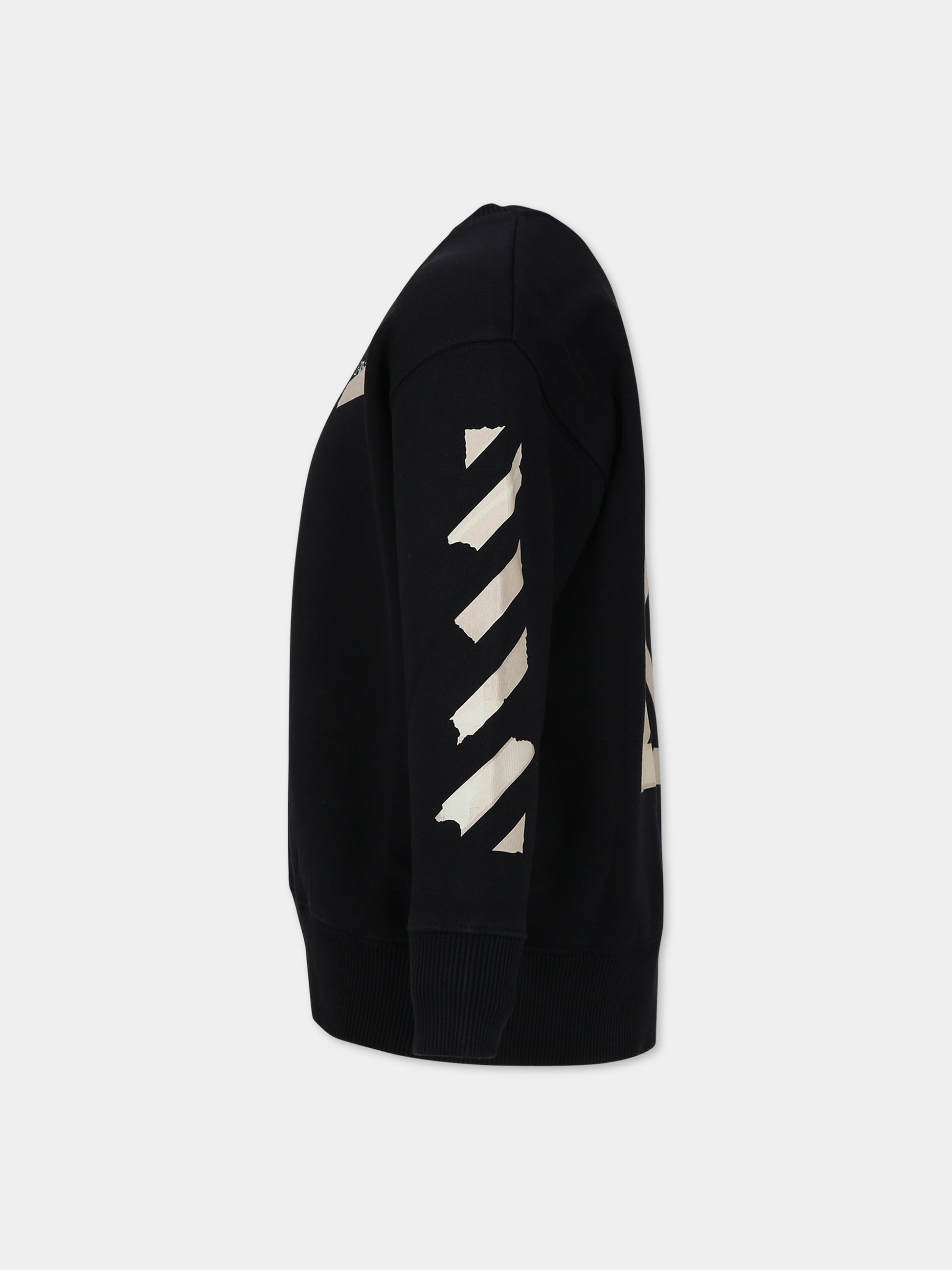 Felpa nera per bambino con logo,Off White,OBBA001F23FLE0051001