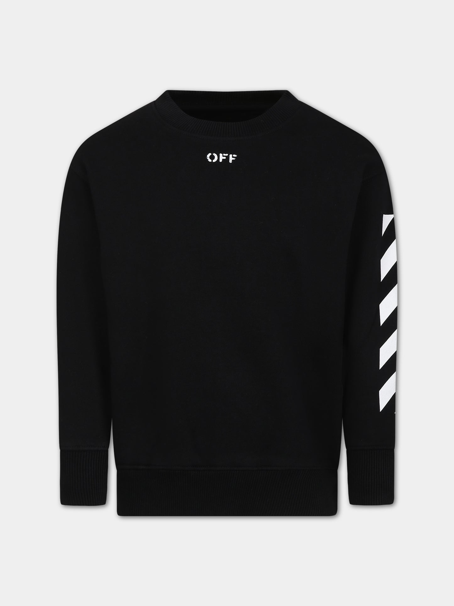 Felpa nera per bambini con logo,Off White,OBBA001F23FLE0091001