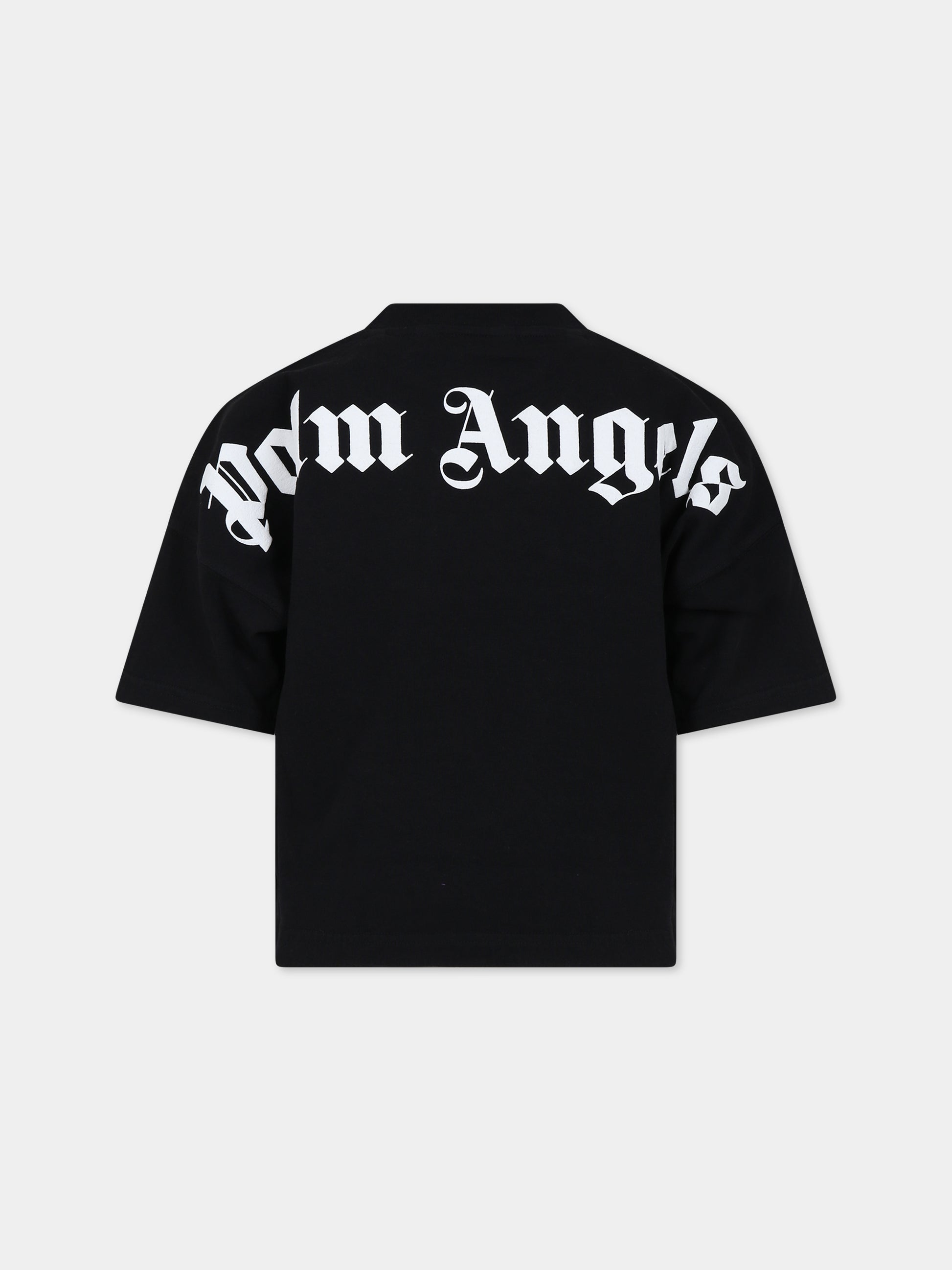 T-shirt nera per bambini con logo,Palm Angels,PBAA002C99JER0011001