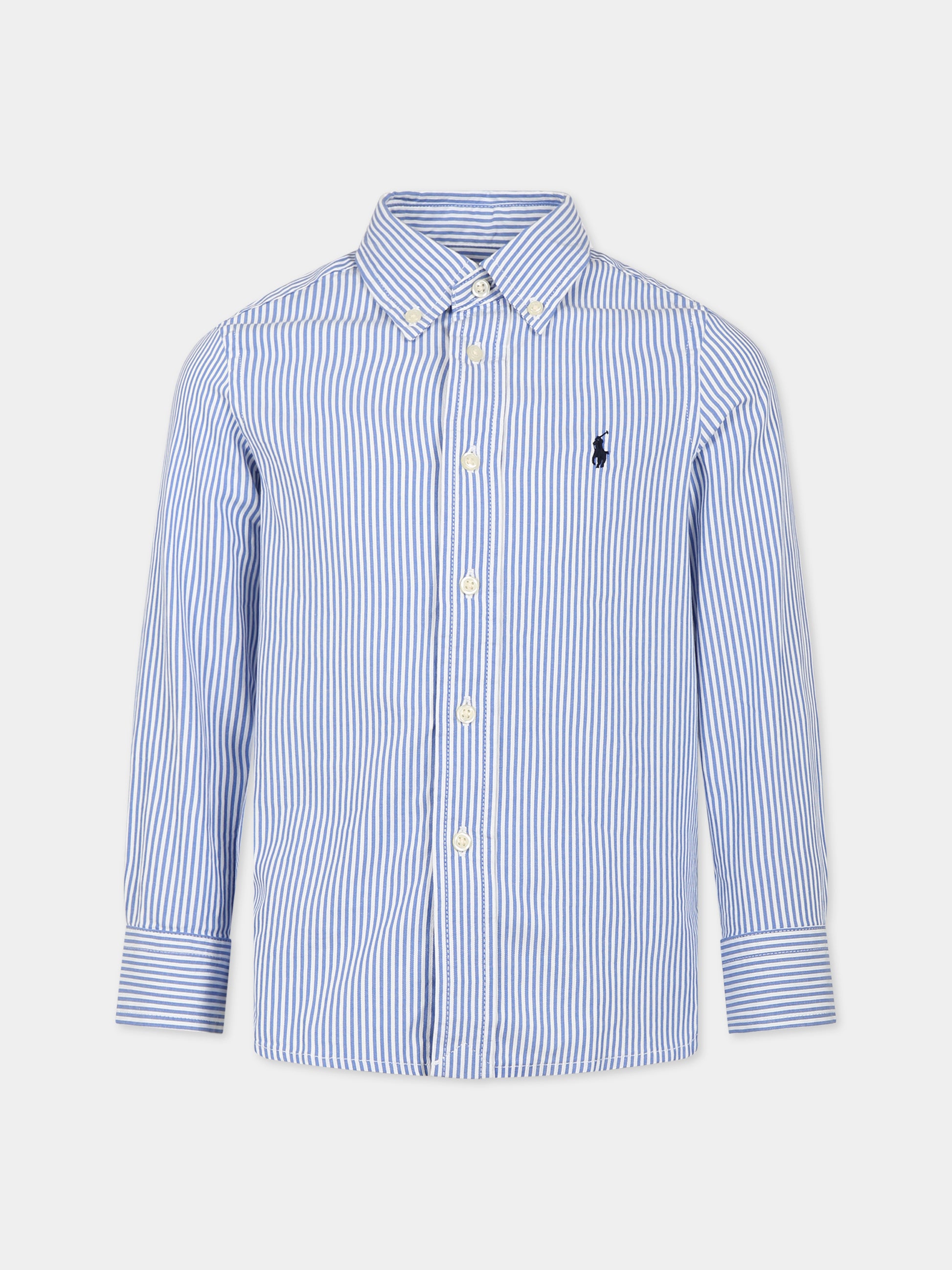 Camicia azzurra per bambino con logo,Ralph Lauren Kids,862260001
