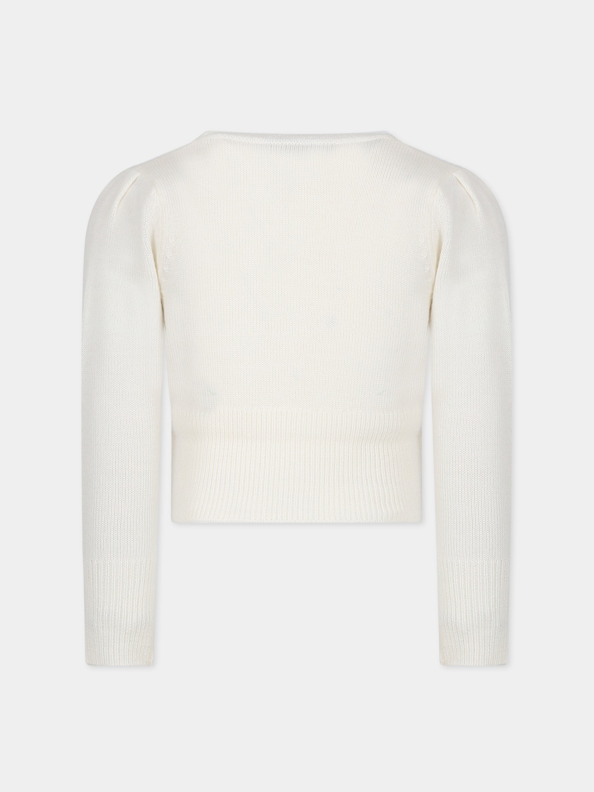 Maglione avorio per bambina con logo,Blumarine Baby,IF3034 10602