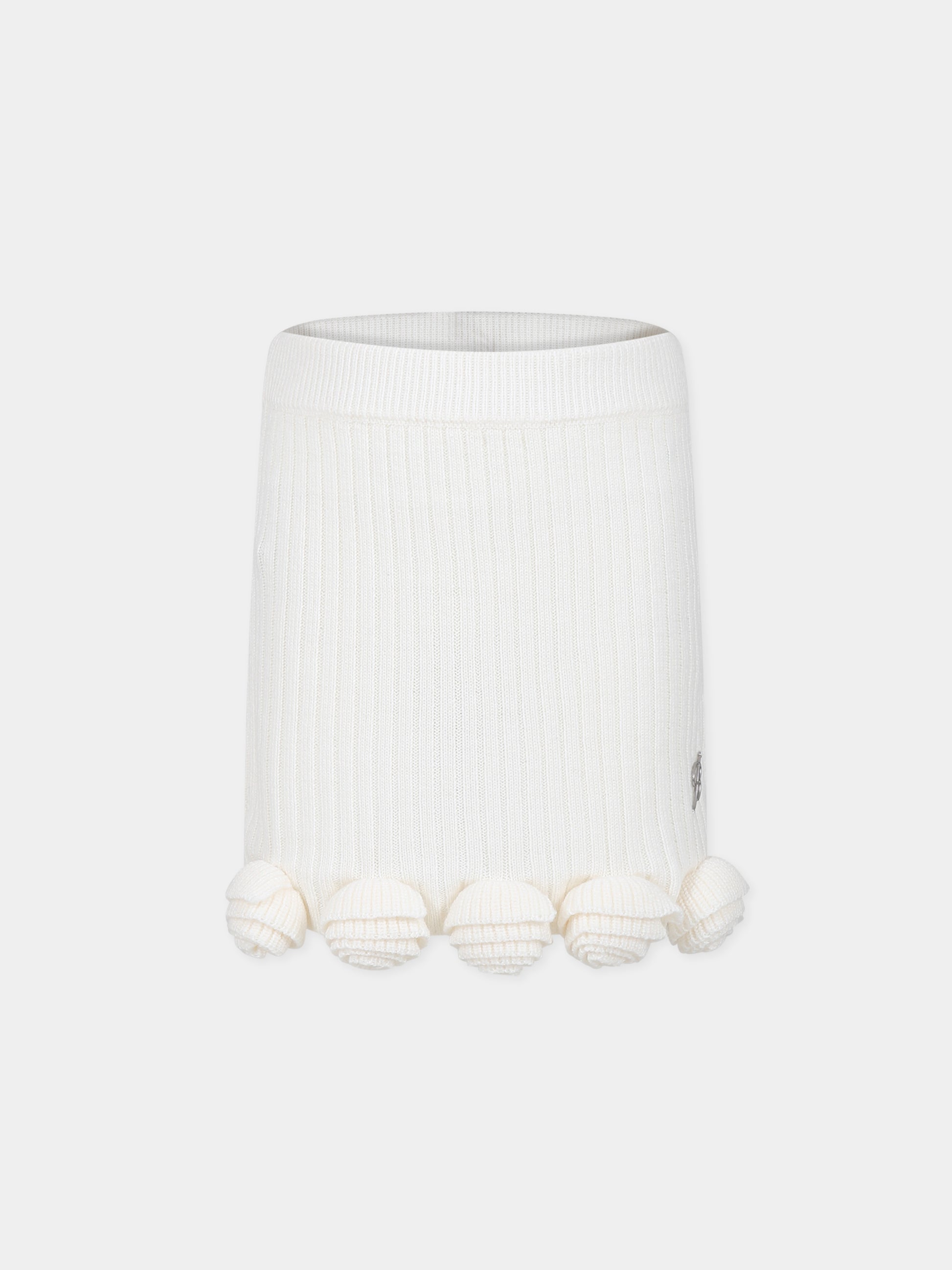 Gonna avorio per bambina con logo,Blumarine Baby,IF3065 10602