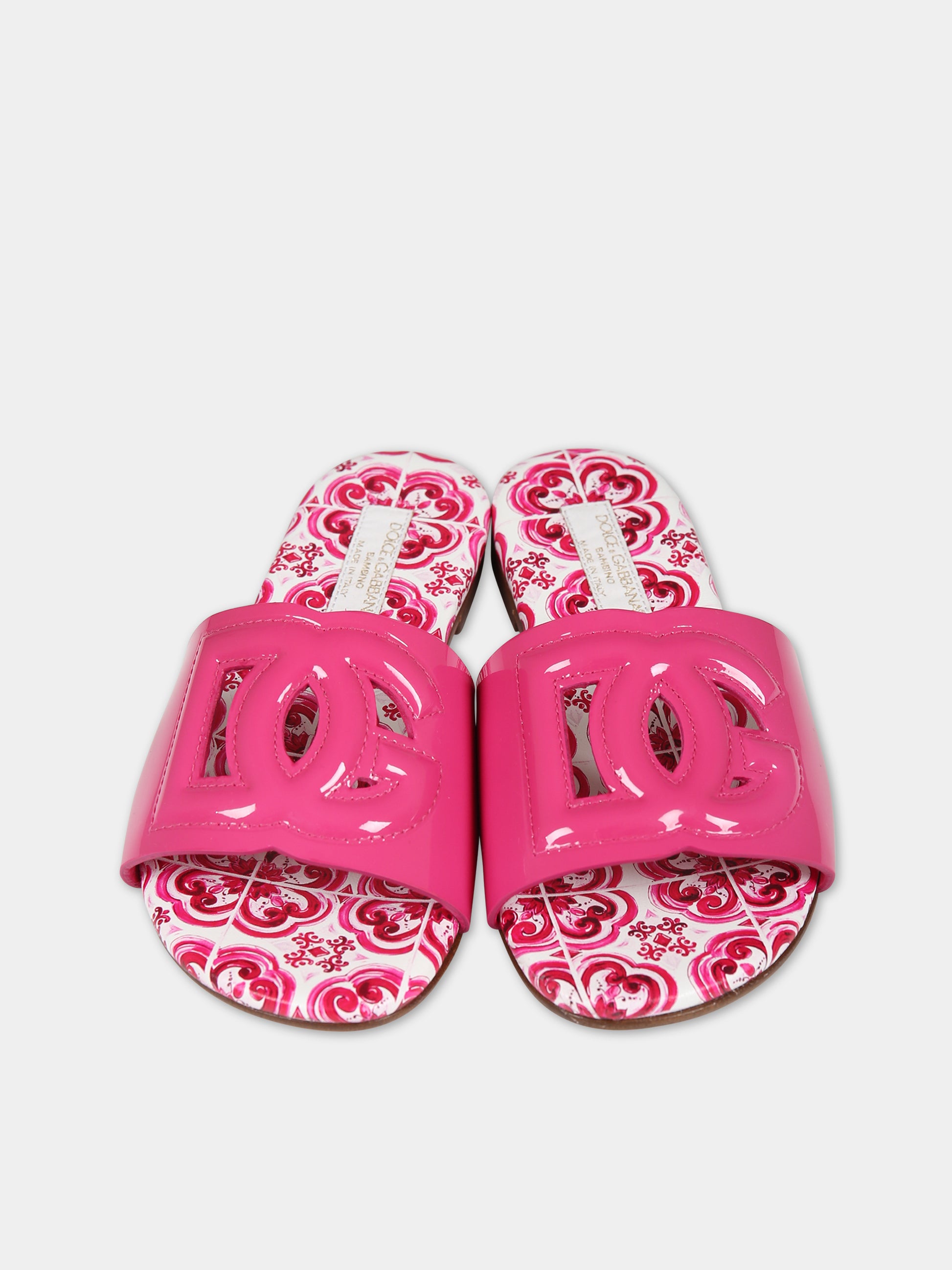 Ciabatte fucsia per bambina con logo,Dolce & Gabbana Kids,D11032 A1067 80411