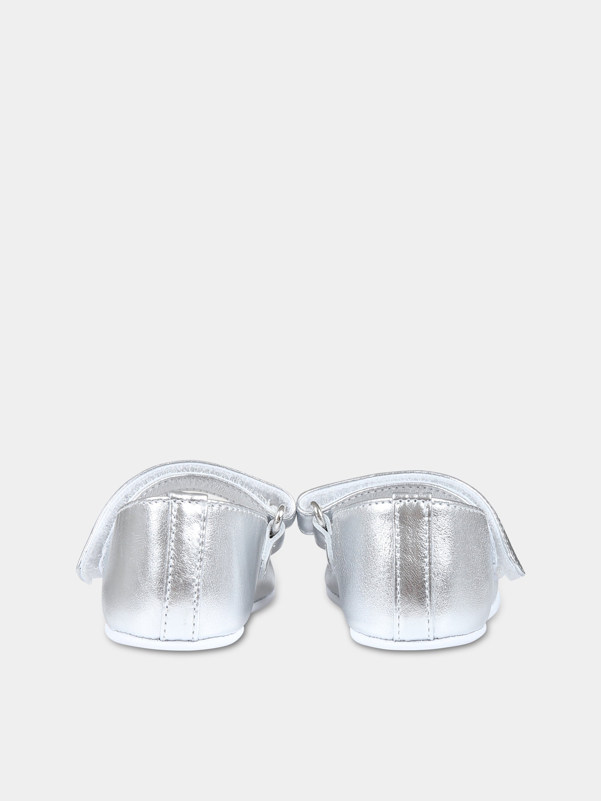 Ballerine argento per neonata con logo e Teddy Bear,Moschino Kids,75805 2