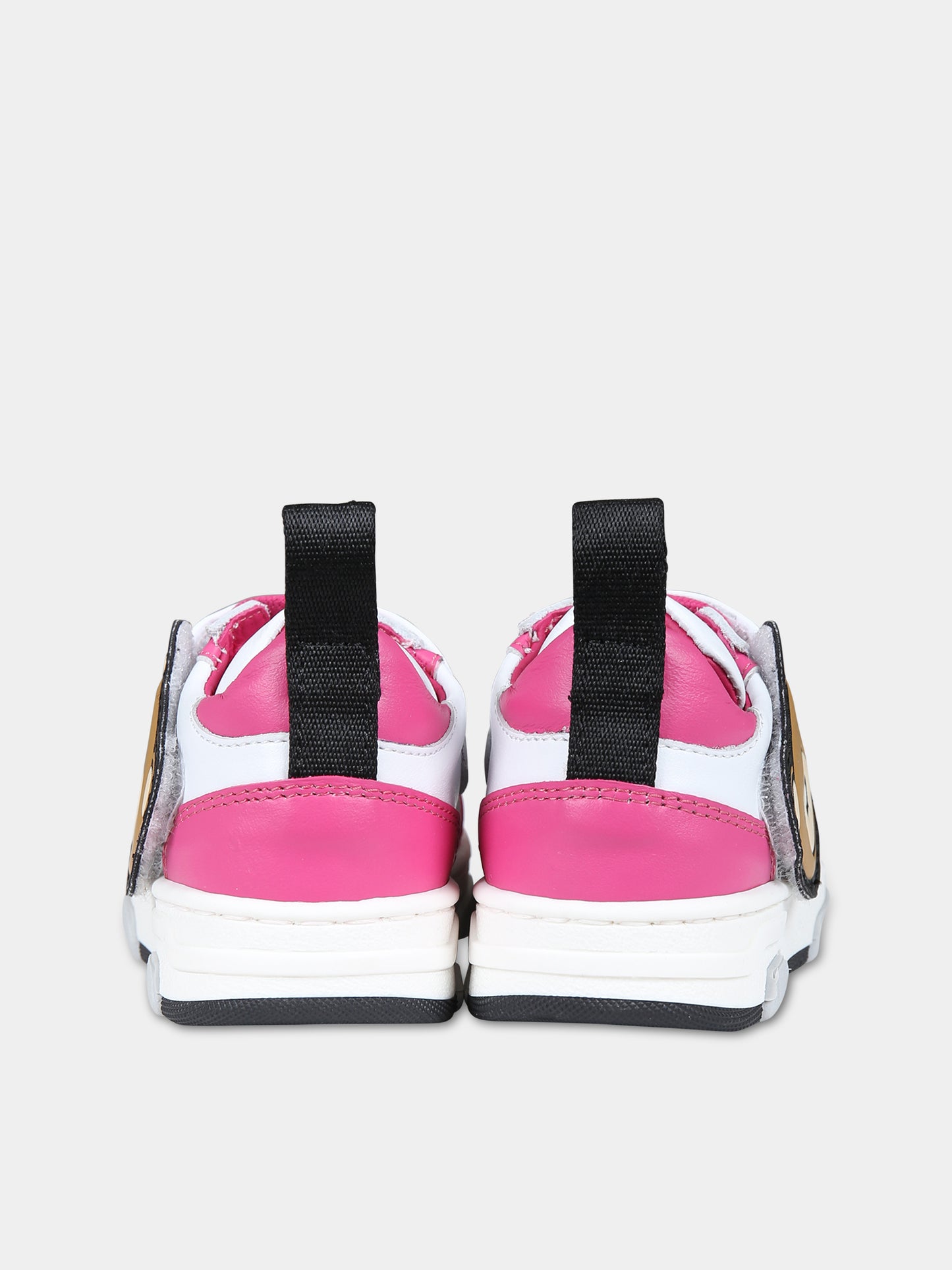 Sneakers fucsia per bambina con Teddy  Bear e logo,Moschino Kids,75898 3