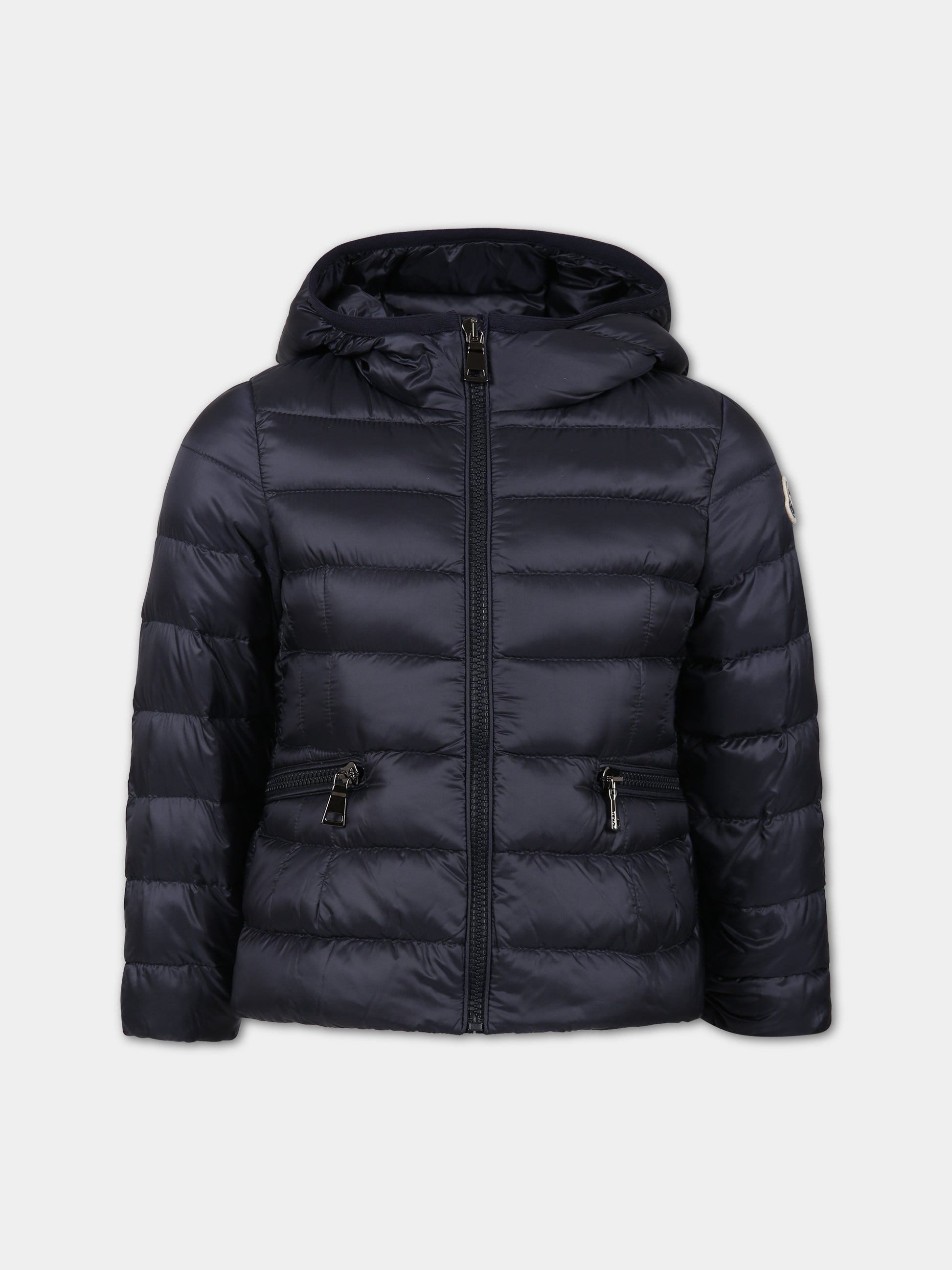 Piumino  Liset  blu per bambina con patch logato,Moncler Kids,954 1A00102 53048 778