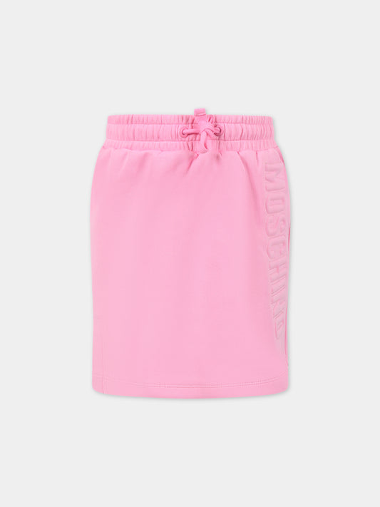 Gonna rosa per bambina con logo,Moschino Kids,HDJ02E LCA41 50206