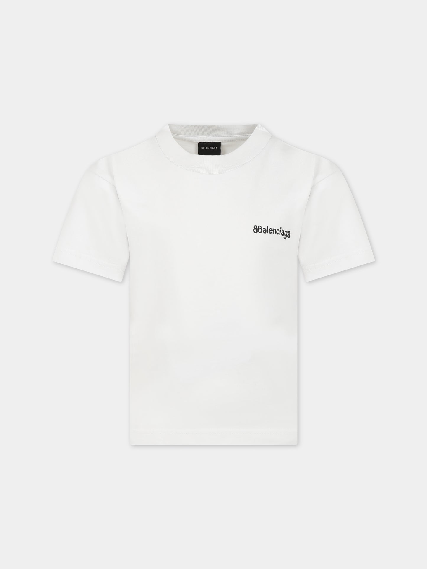 T-shirt bianca per bambini con logo,Balenciaga,681864 TOVO9 9081