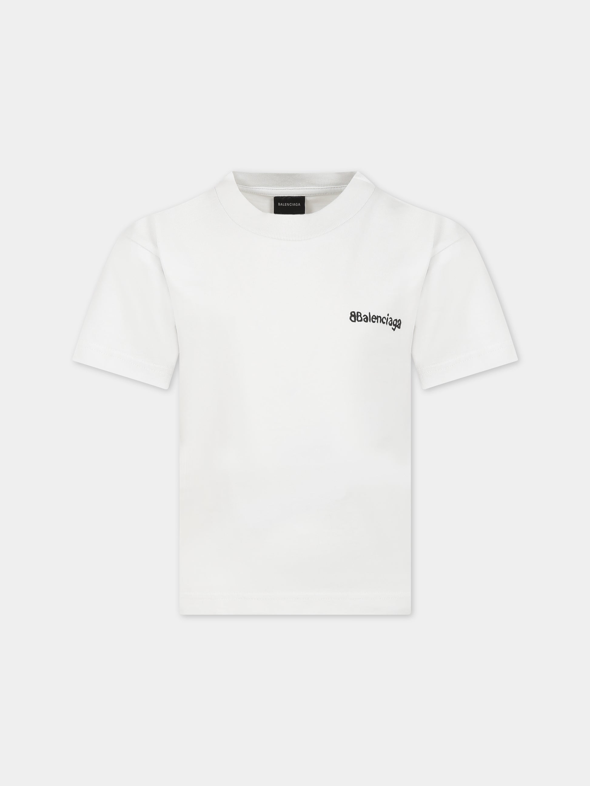T-shirt bianca per bambini con logo,Balenciaga,681864 TOVO9 9081