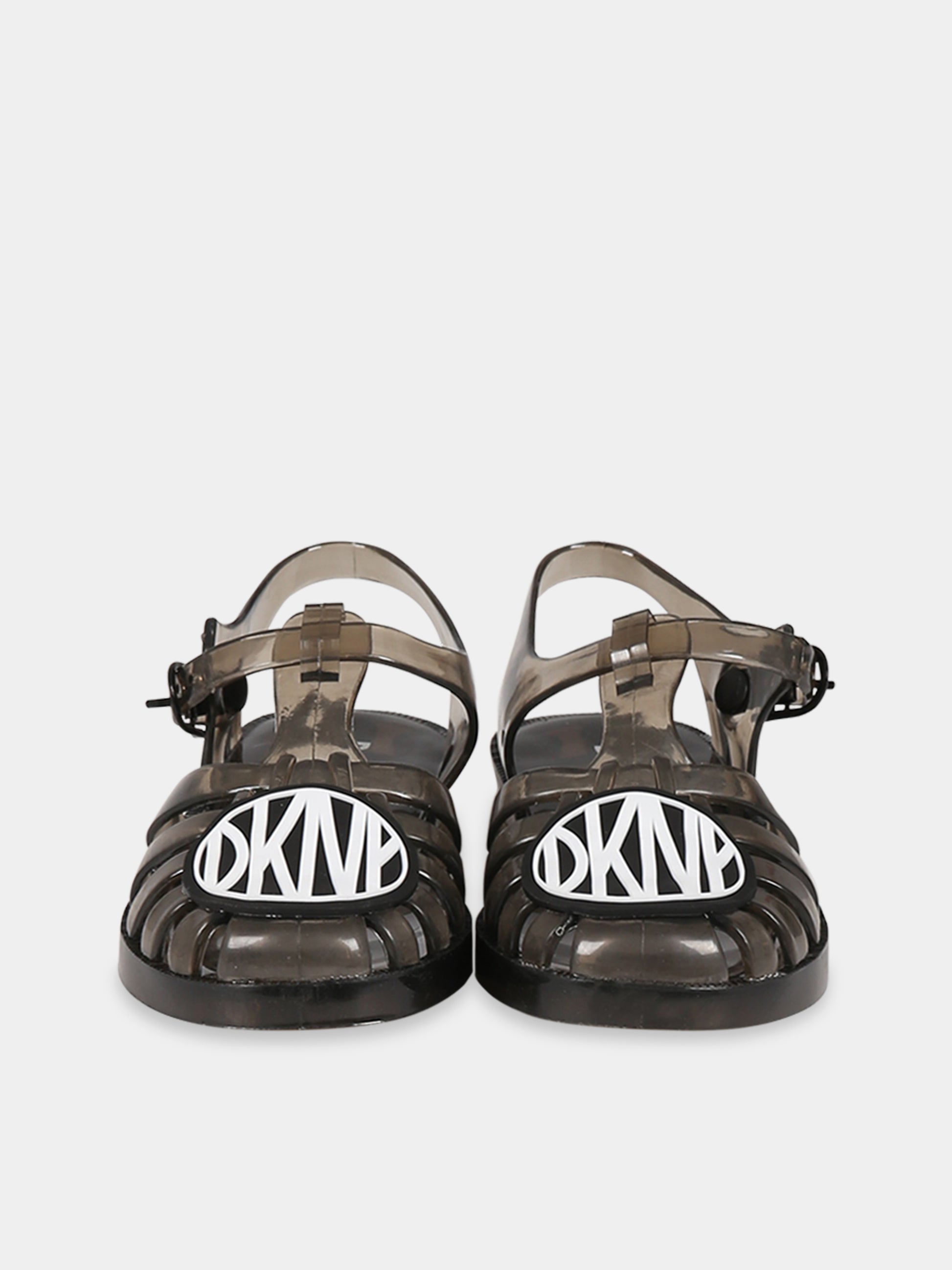 Sandali neri per bambina con logo,Dkny,D39069 09B