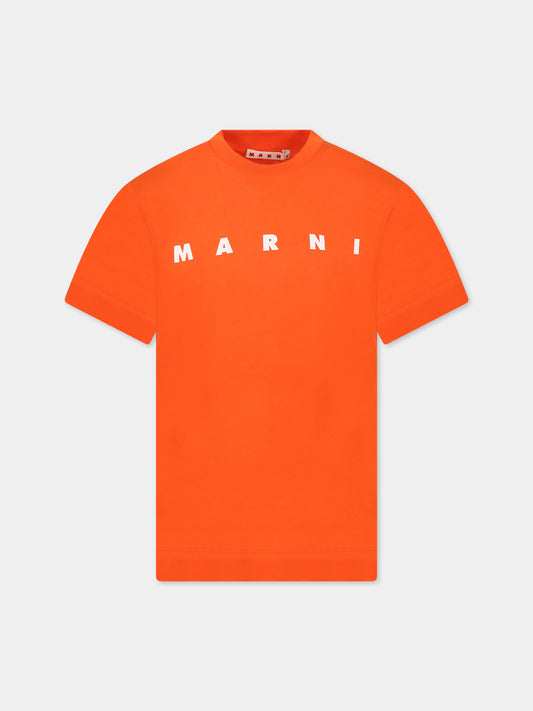T-shirt arancione per bambini con logo,Marni Kids,M002MV M00HZ 0M424