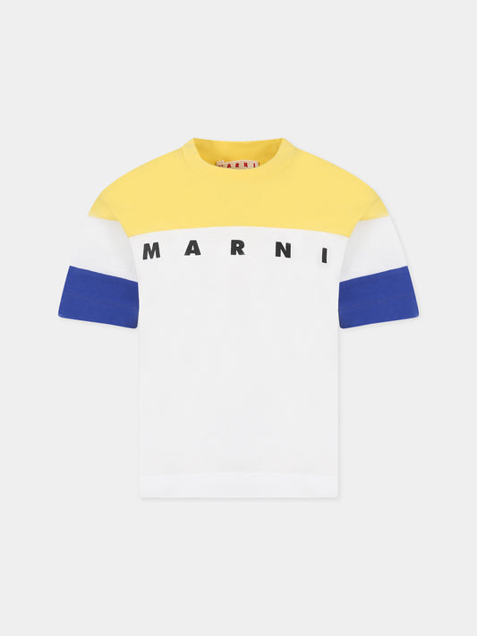 T-shirt bianca per bambini con logo,Marni Kids,M00654 M00NE 0M100