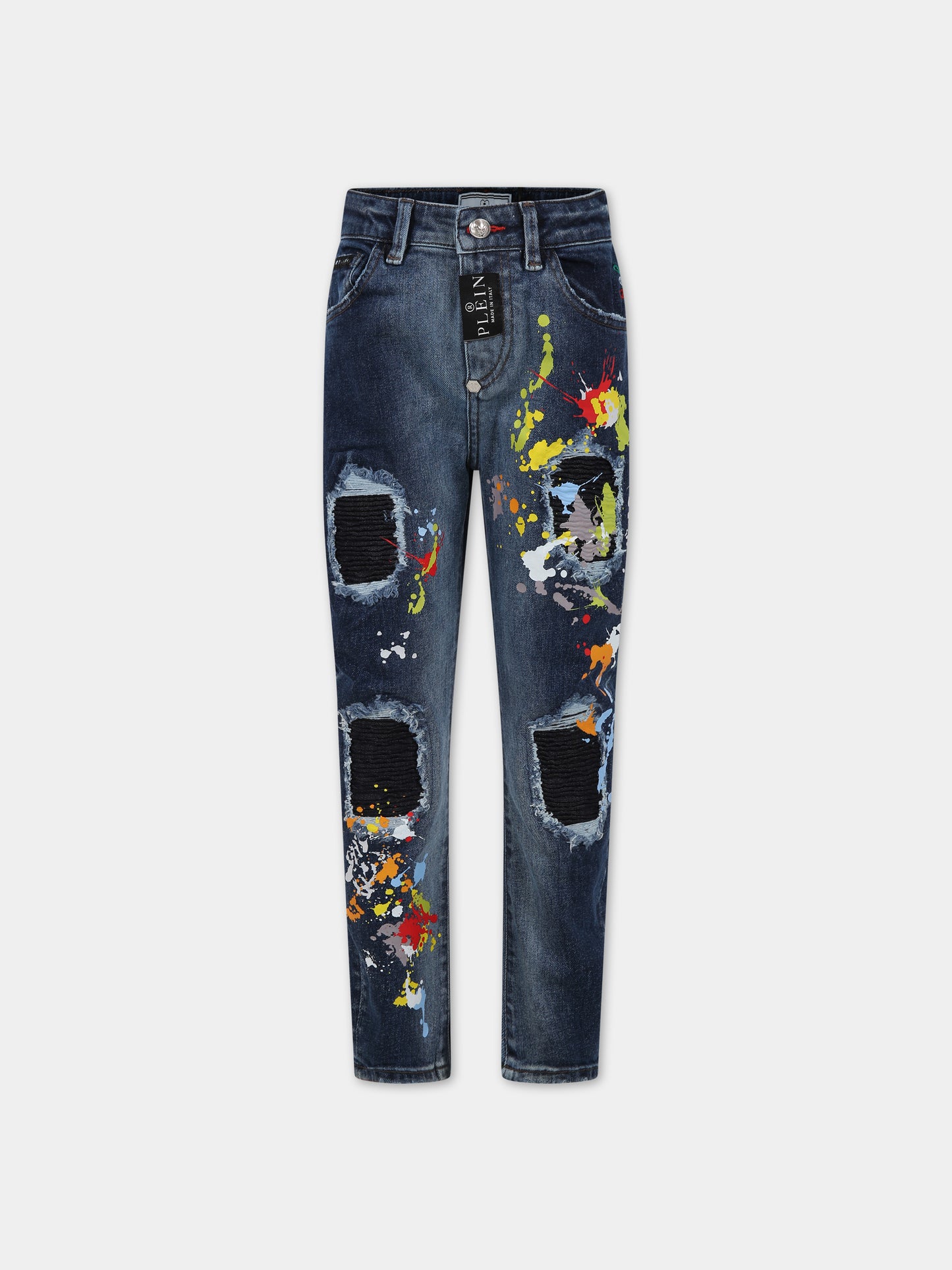 Jeans blu per bambino con logo,Philipp Plein Junior,2UP007 LXE38 40504
