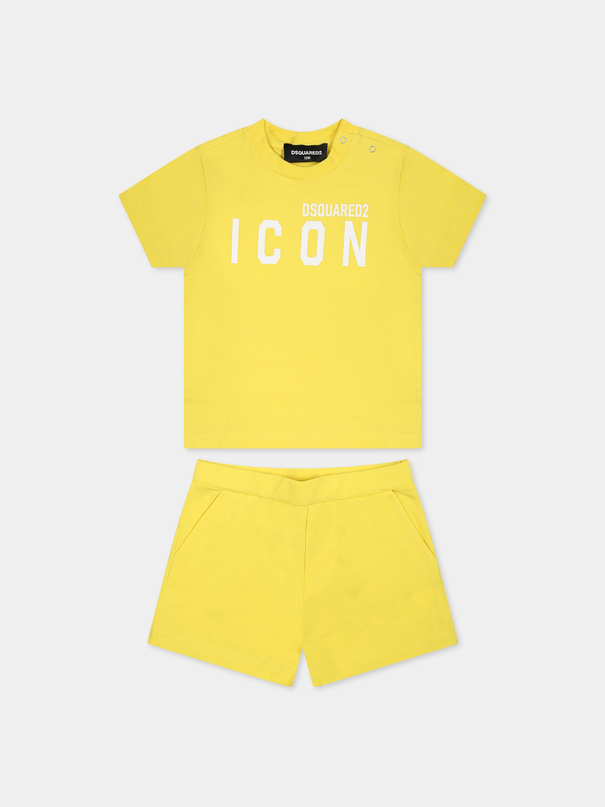 Completo giallo per neonato con logo,Dsquared2,DQ1038 D008J DQ205