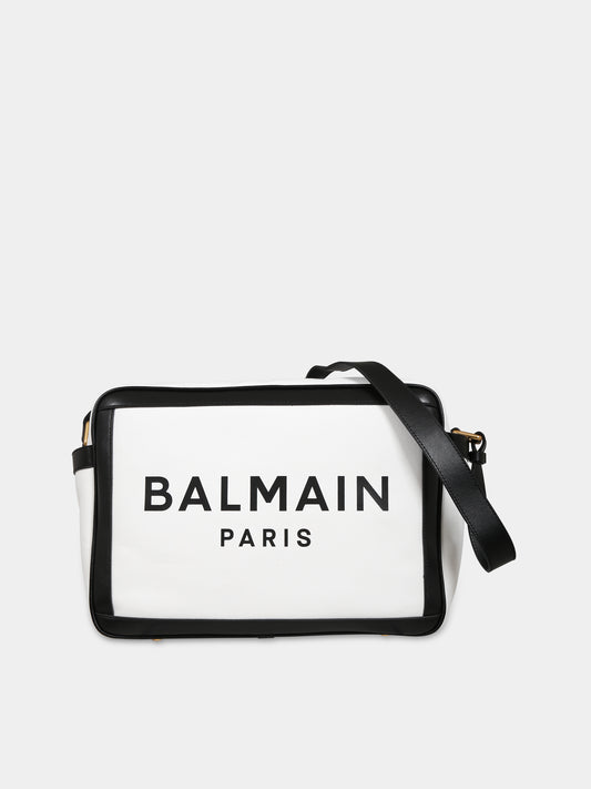 Borsa-mamma bianca per neonati con logo,Balmain Kids,BS0608 Z0042 100