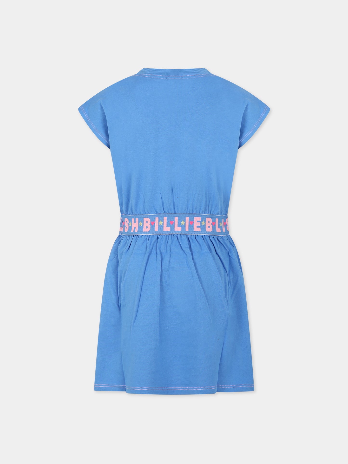 Vestito blu per bambina con stampa e logo,Billieblush,U12807 784
