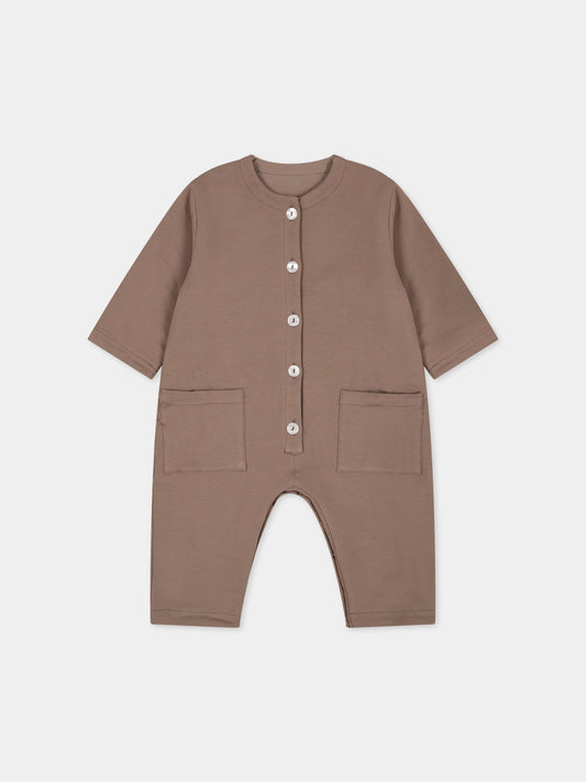 Tutina beige per neonati con logo,Arlu Kidswear,TUTONE BOUBLE