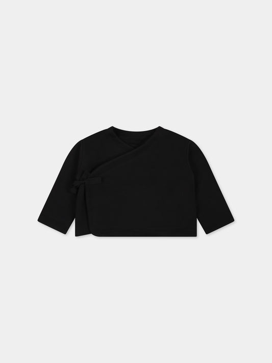 Cardigan nero per neonati con logo,Arlu Kidswear,KIMONO STRUCTURED