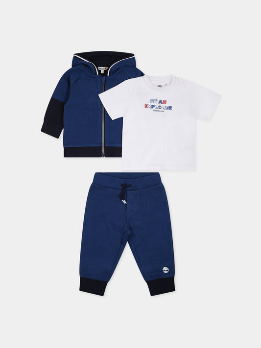 Completo sportivo blu per neonato,Timberland,T98319 830