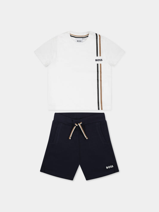 Completo bianco per neonato con logo,Boss,J08082 10P