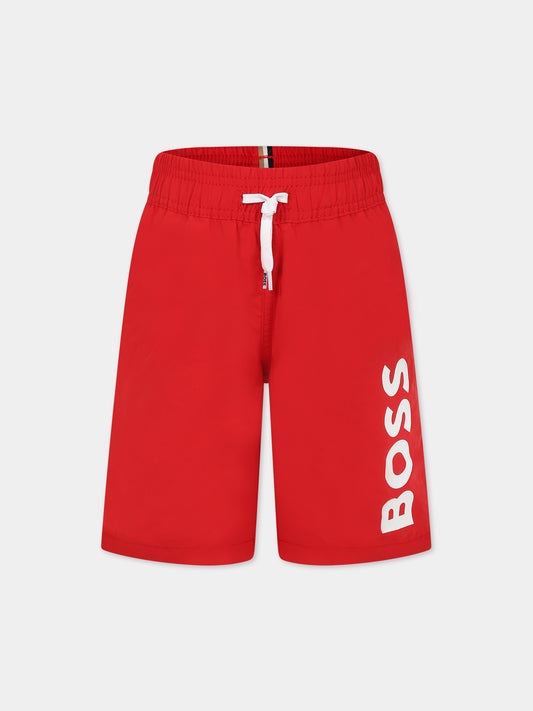 Boxer mare rosso per bambino con logo,Boss,J24846 991