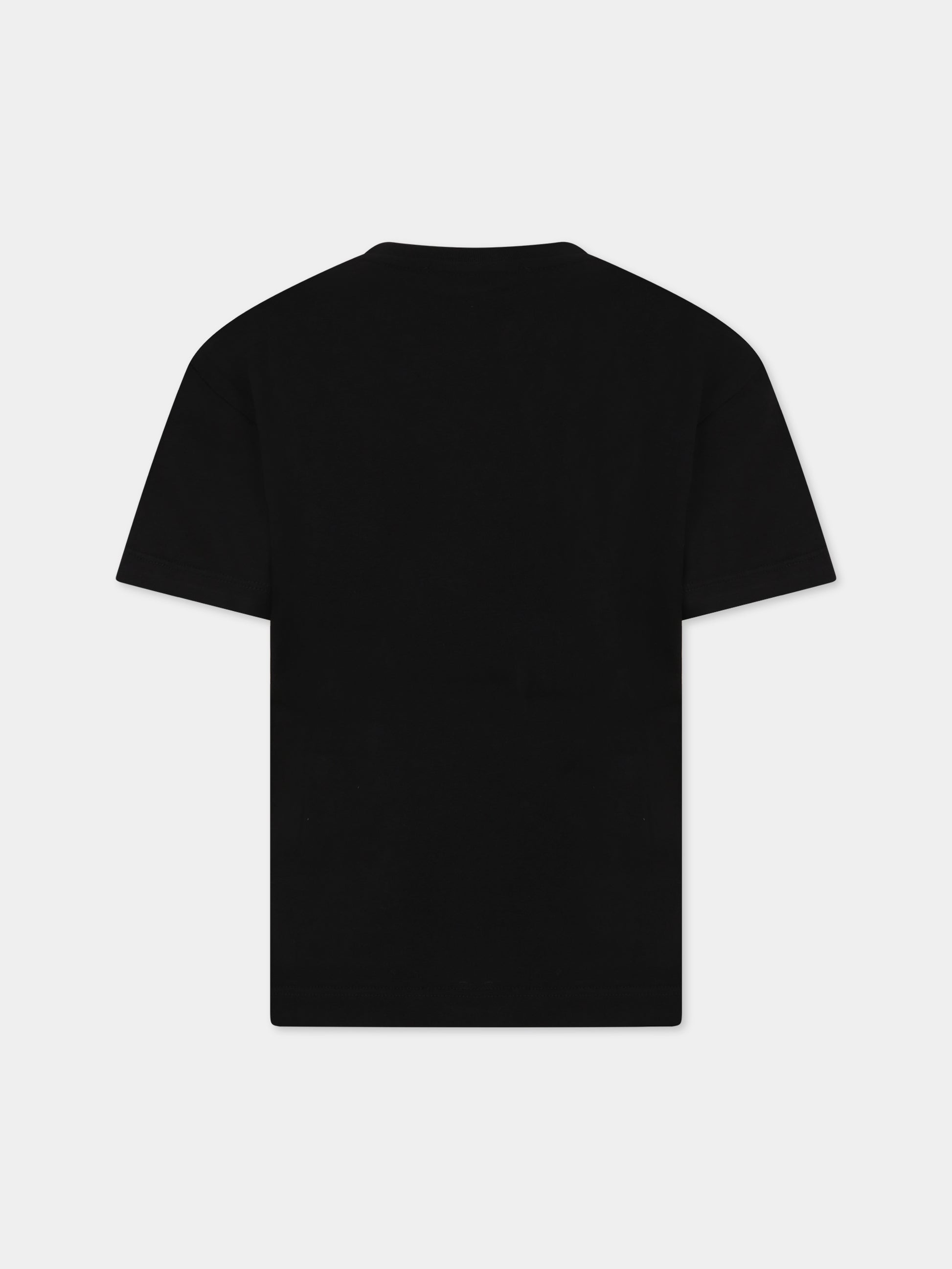 T-shirt nera per bambino con logo e stampa,Msgm Kids,MS029547 110