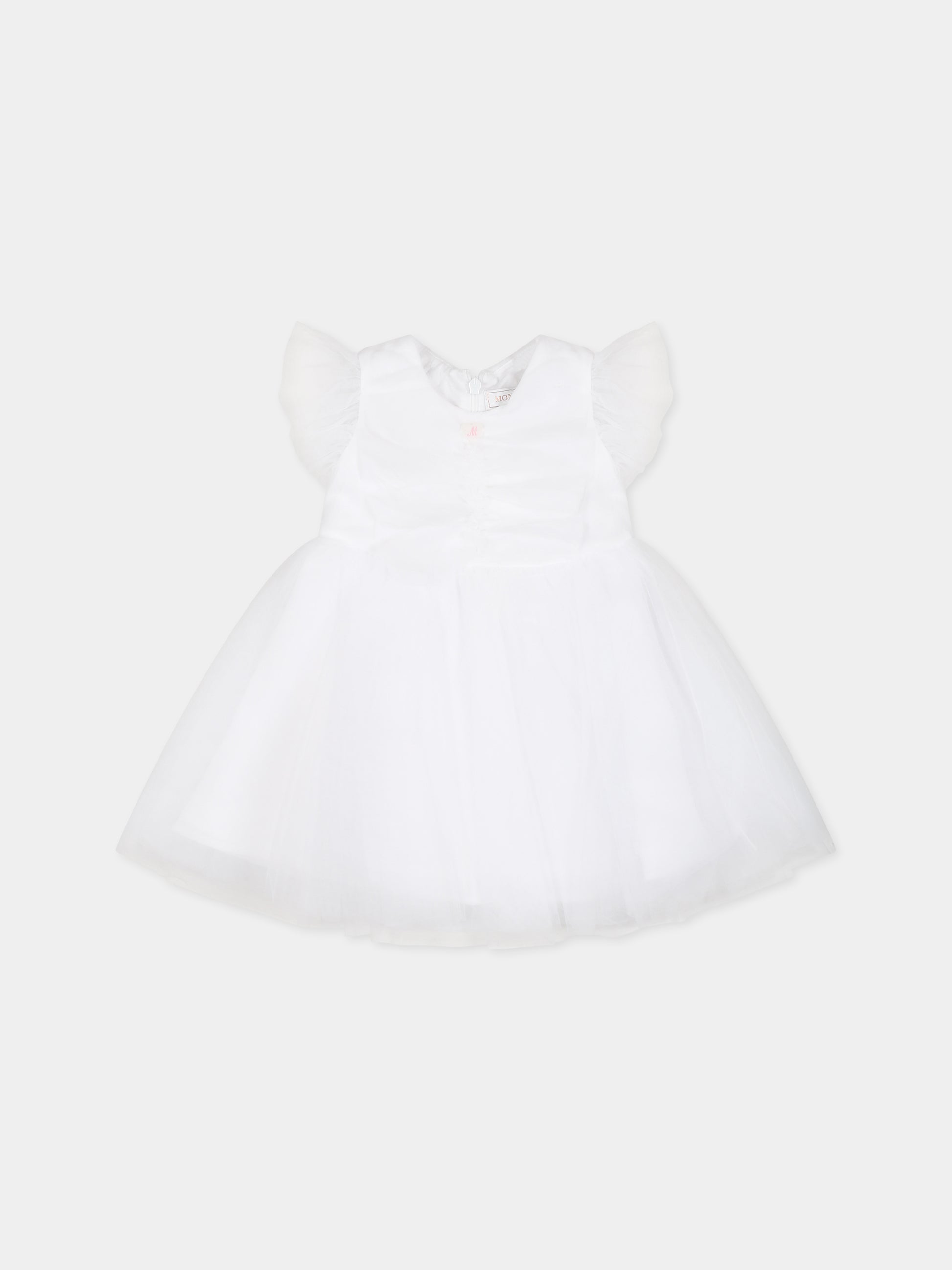 Vestito bianco per neonata con patch logato,Monnalisa,31A901 T9945 0099