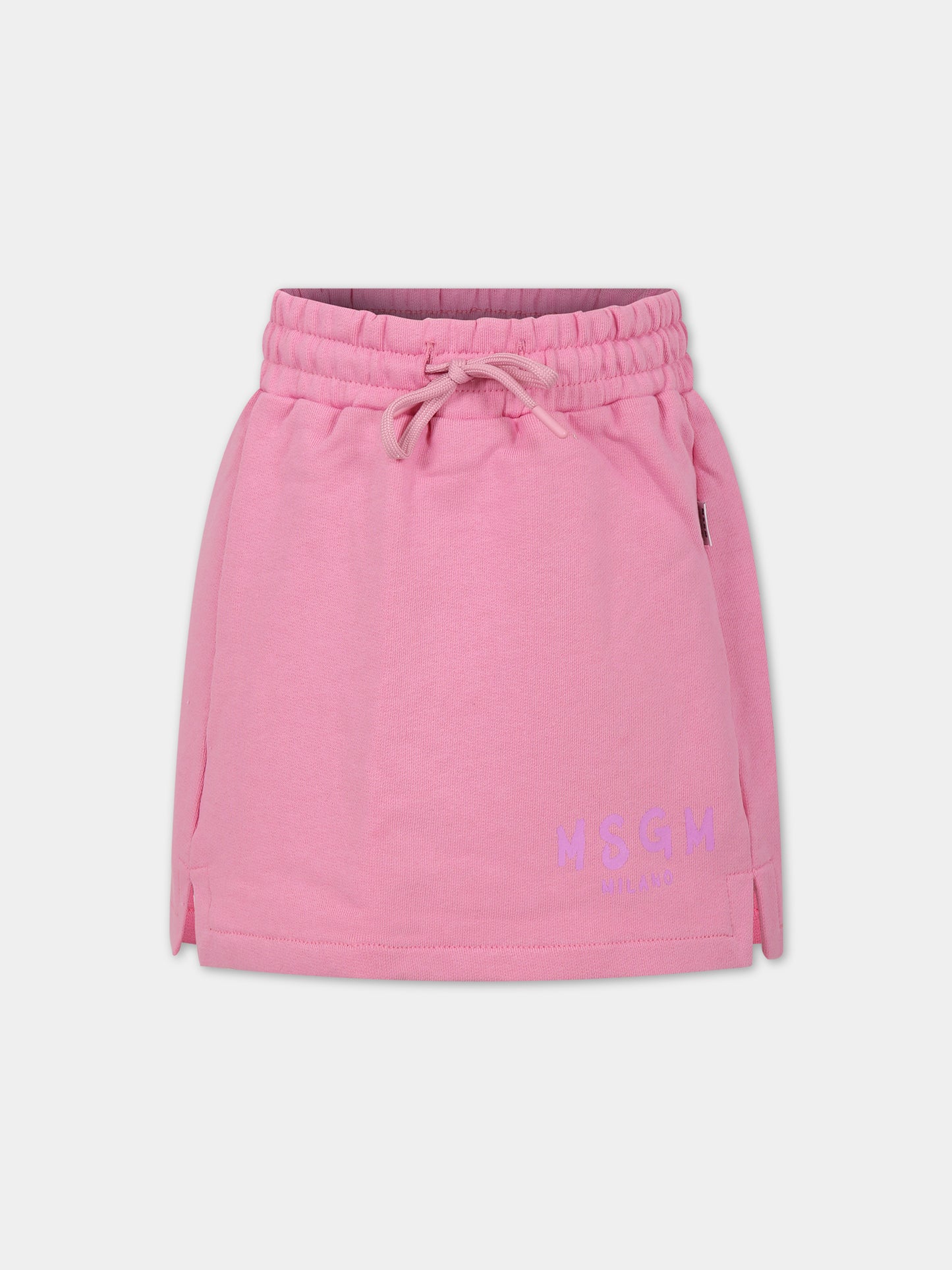 Gonna rosa per bambina con logo,Msgm Kids,MS029328 042