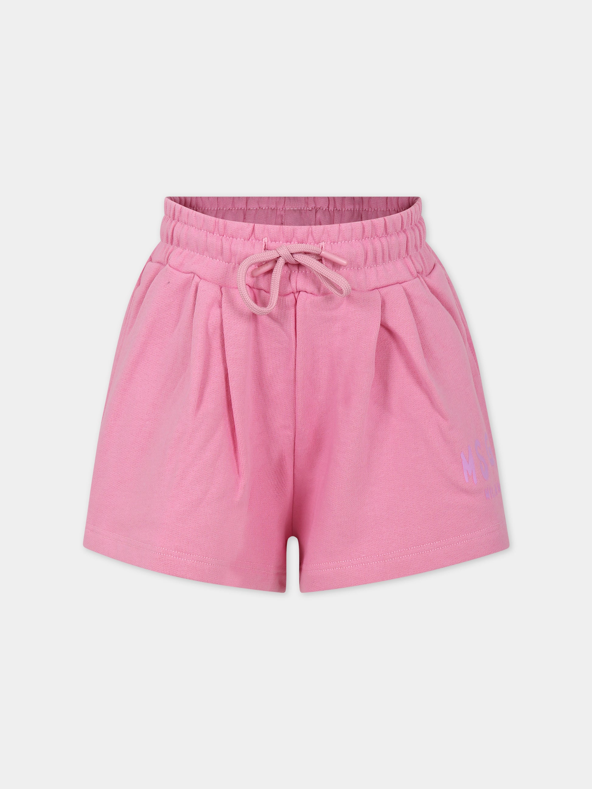 Shorts rosa per bambina con logo,Msgm Kids,MS029329 042