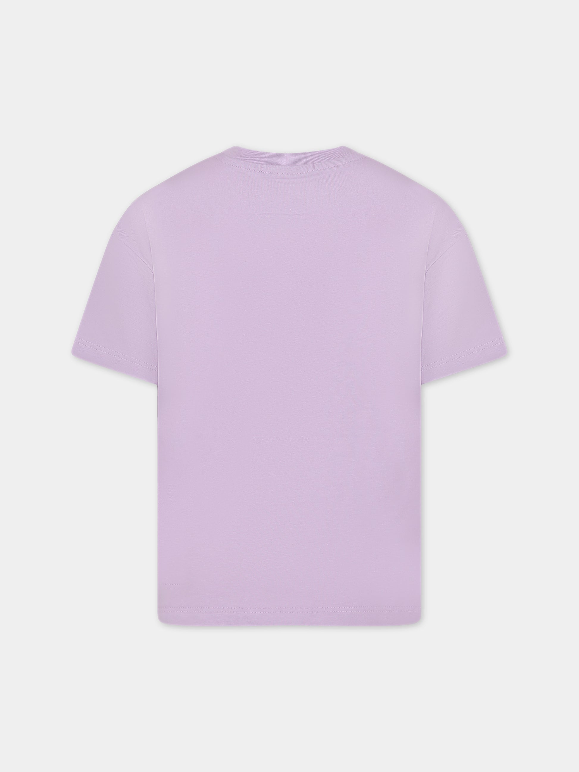 T-shirt lilla per bambina con logo,Msgm Kids,MS029372 071