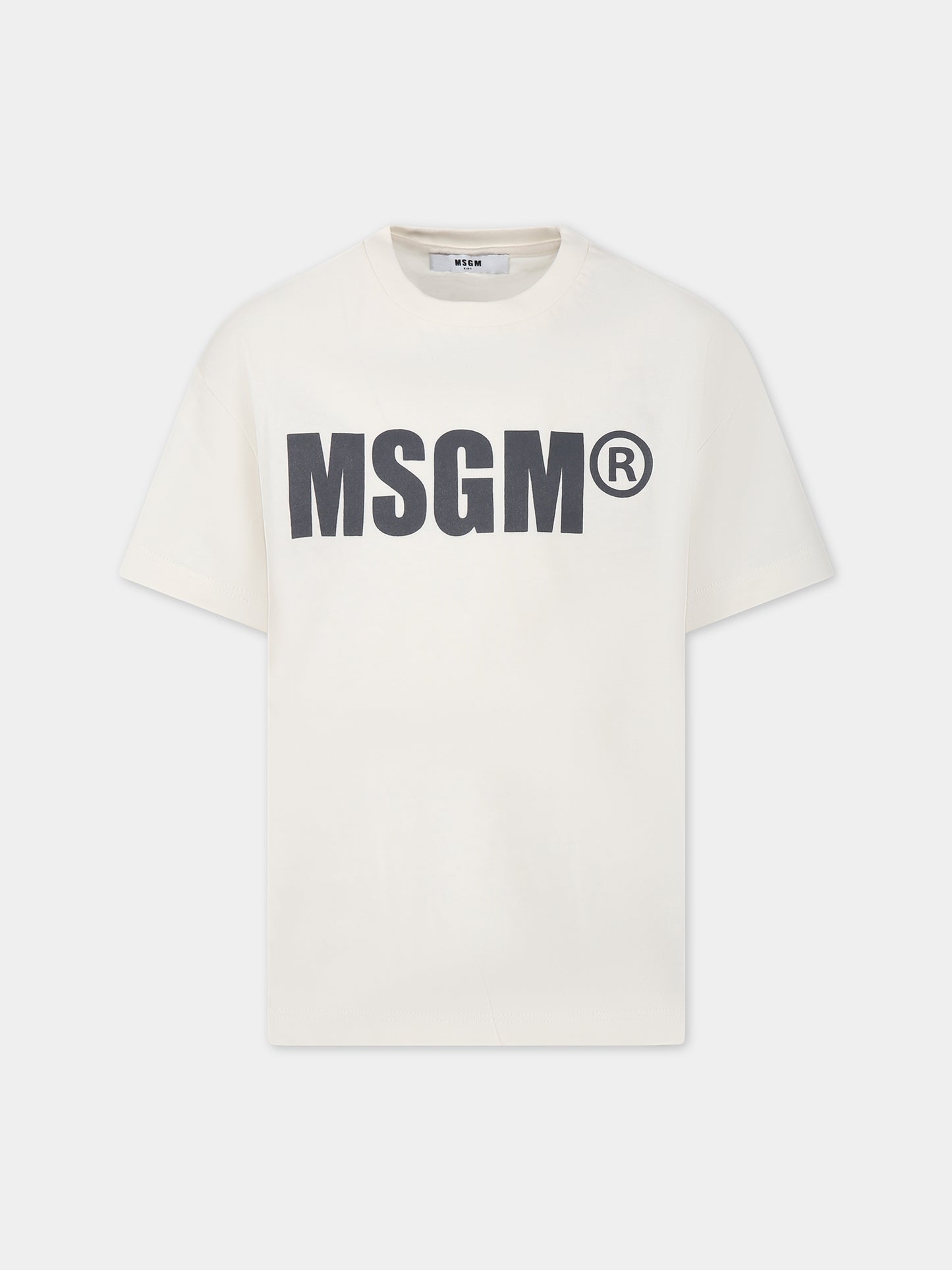 T-shirt avorio per bambino con logo,Msgm Kids,MS029521 013