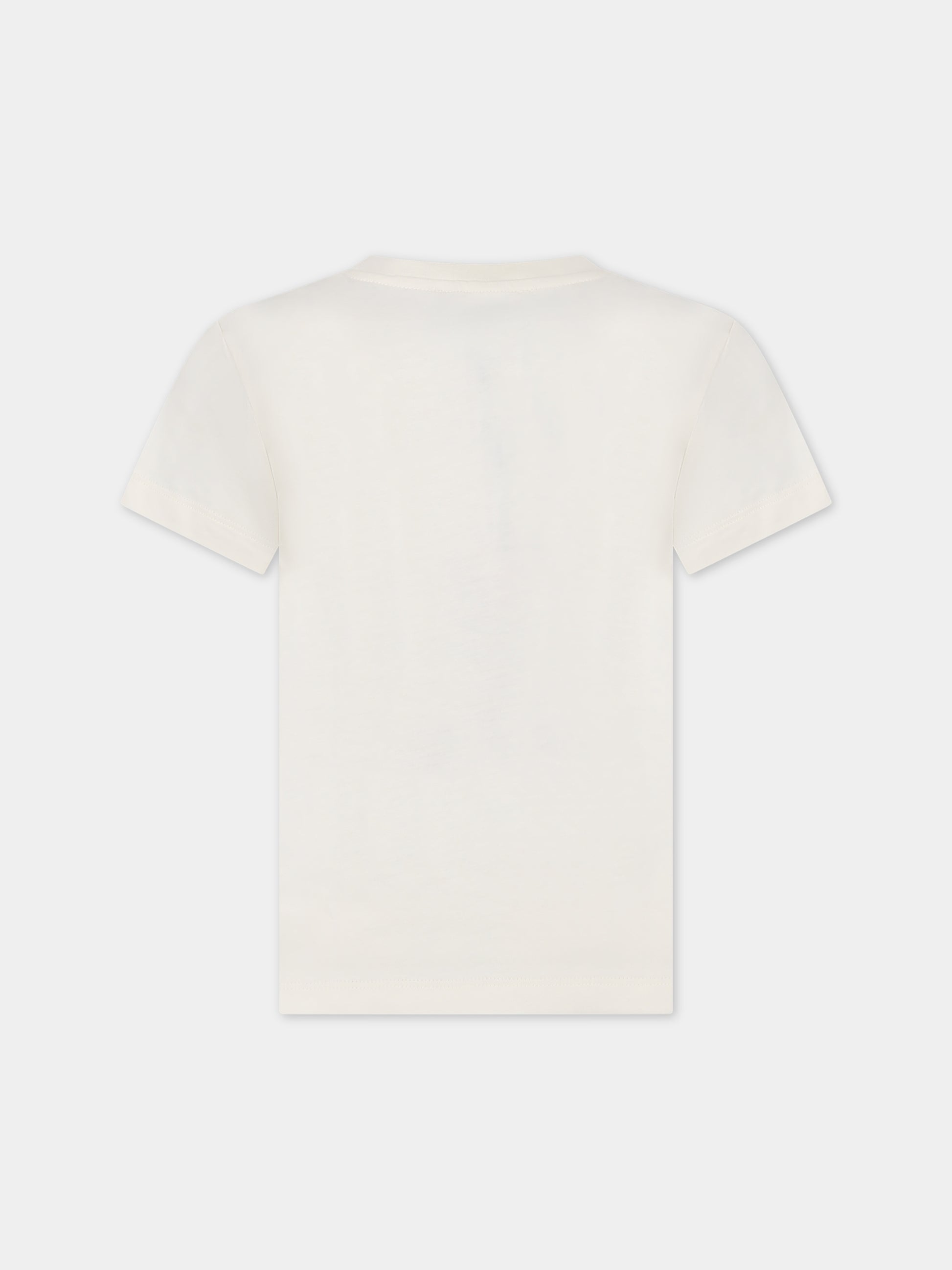 T-shirt avorio per bambini con logo,Msgm Kids,MS029572 013