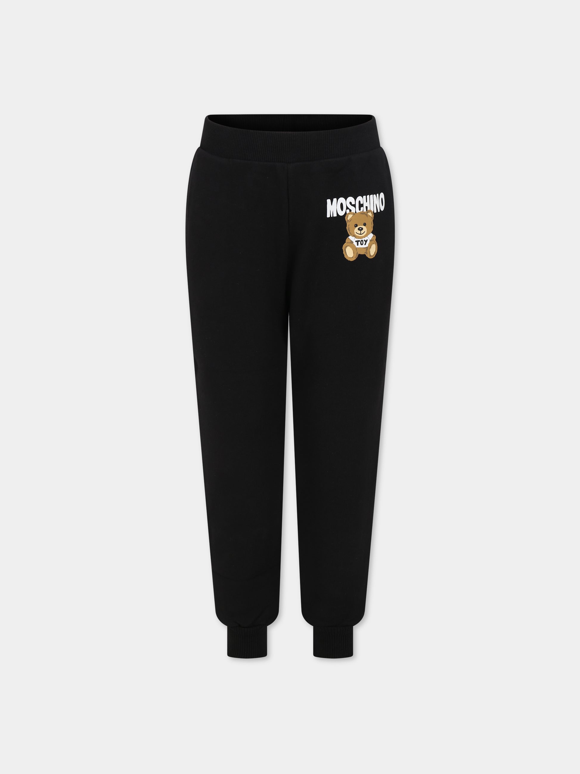 Pantaloni neri per bambino con Teddy Bear e logo,Moschino Kids,HUP060 LCA32 60100