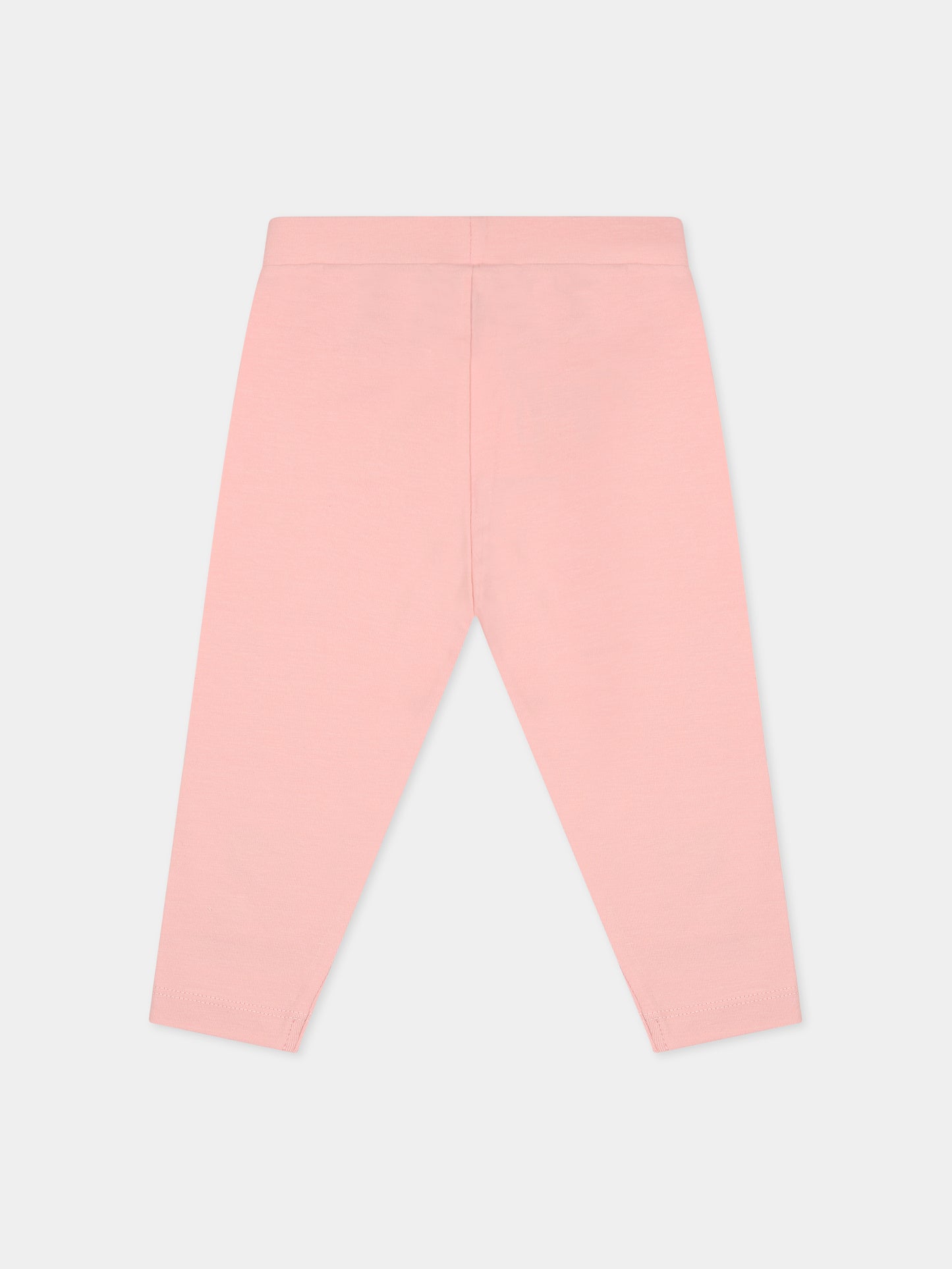 Leggings rosa per neonata con Teddy Bear e logo,Moschino Kids,MDP02Z LBA00 50209