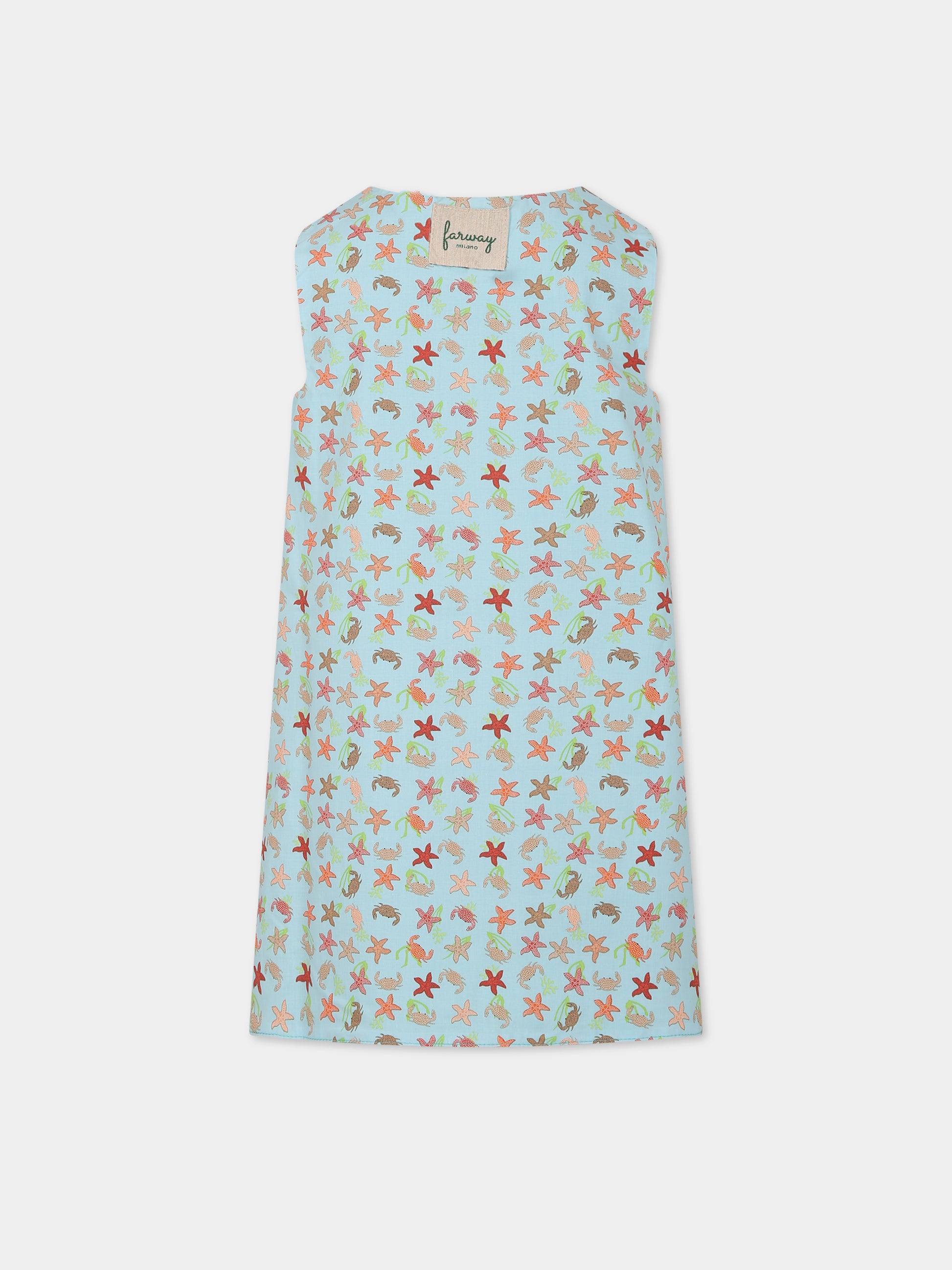 Vestito celeste double-face per bambinta con stampa e logo,Farway Milano,ABDO2PKT