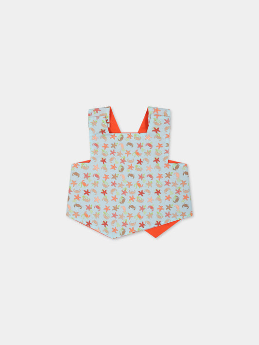 Top celeste double-face per neonata con stampa e logo,Farway Milano,TOP01PKT